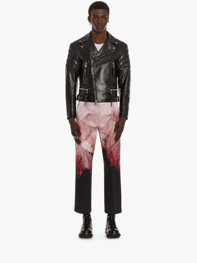 Punk Leather Biker Jacket in Black - 2