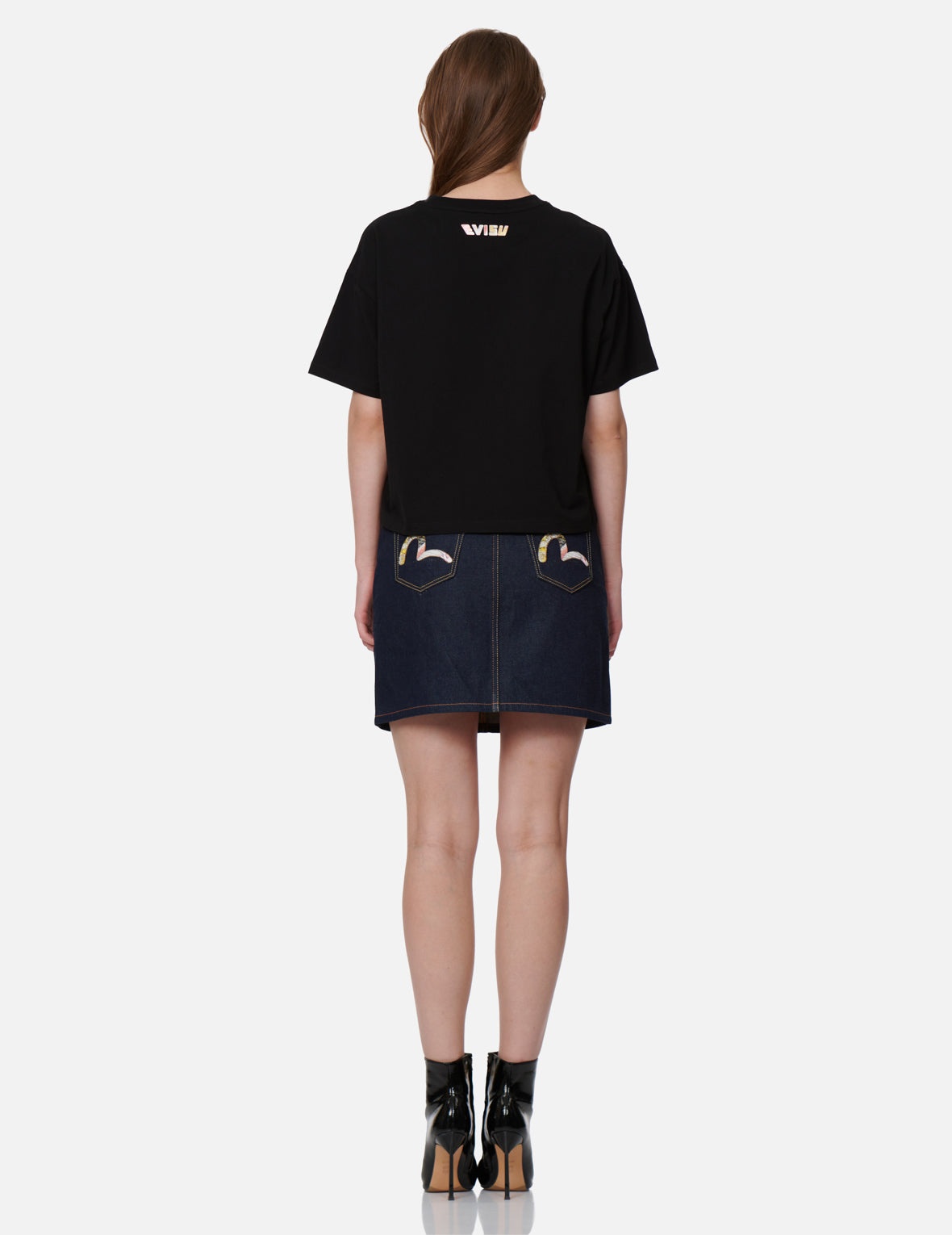 Tattoo Koi-pattern Seagull Embroidery Denim Skirt - 5