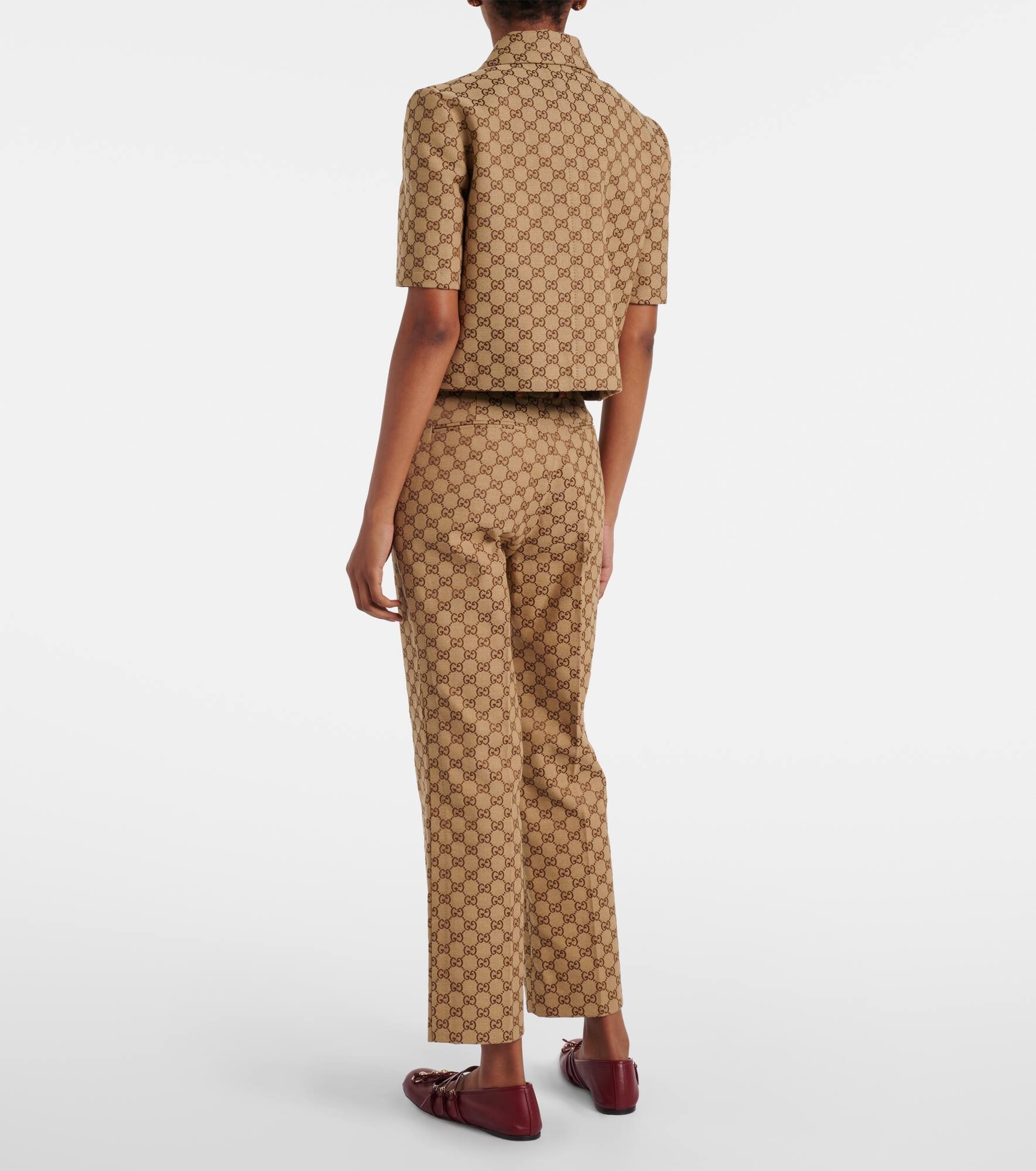 Horsebit GG Canvas cropped straight pants - 3