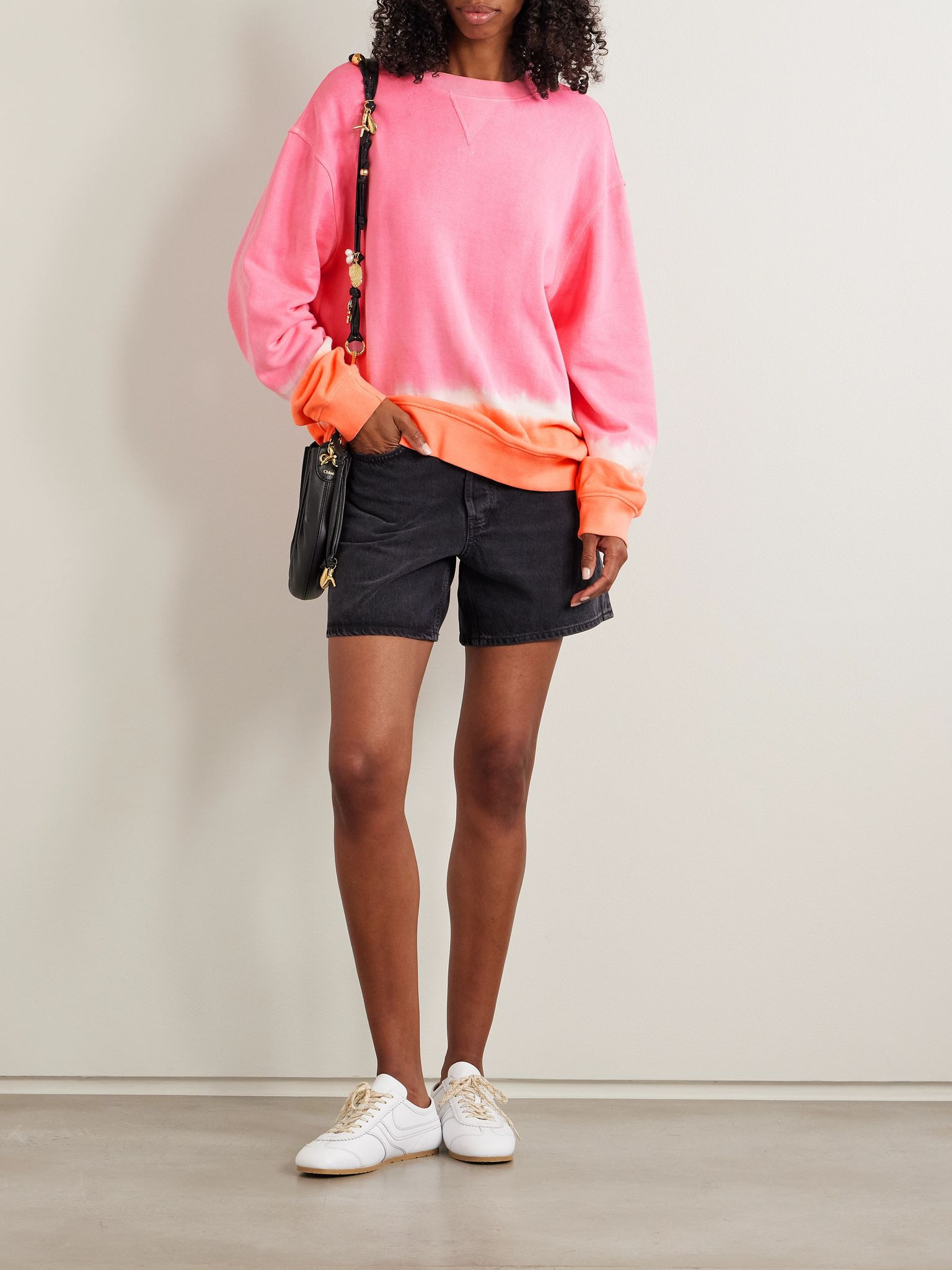 Tie-dyed cotton and cashmere-blend jersey sweatshirt Pink - 2