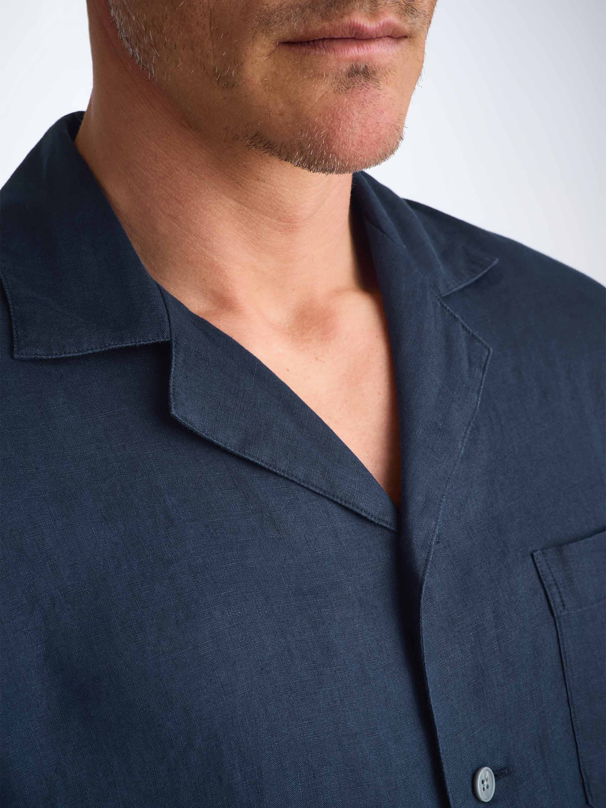 Men's Pajamas Sicily Linen Navy - 5