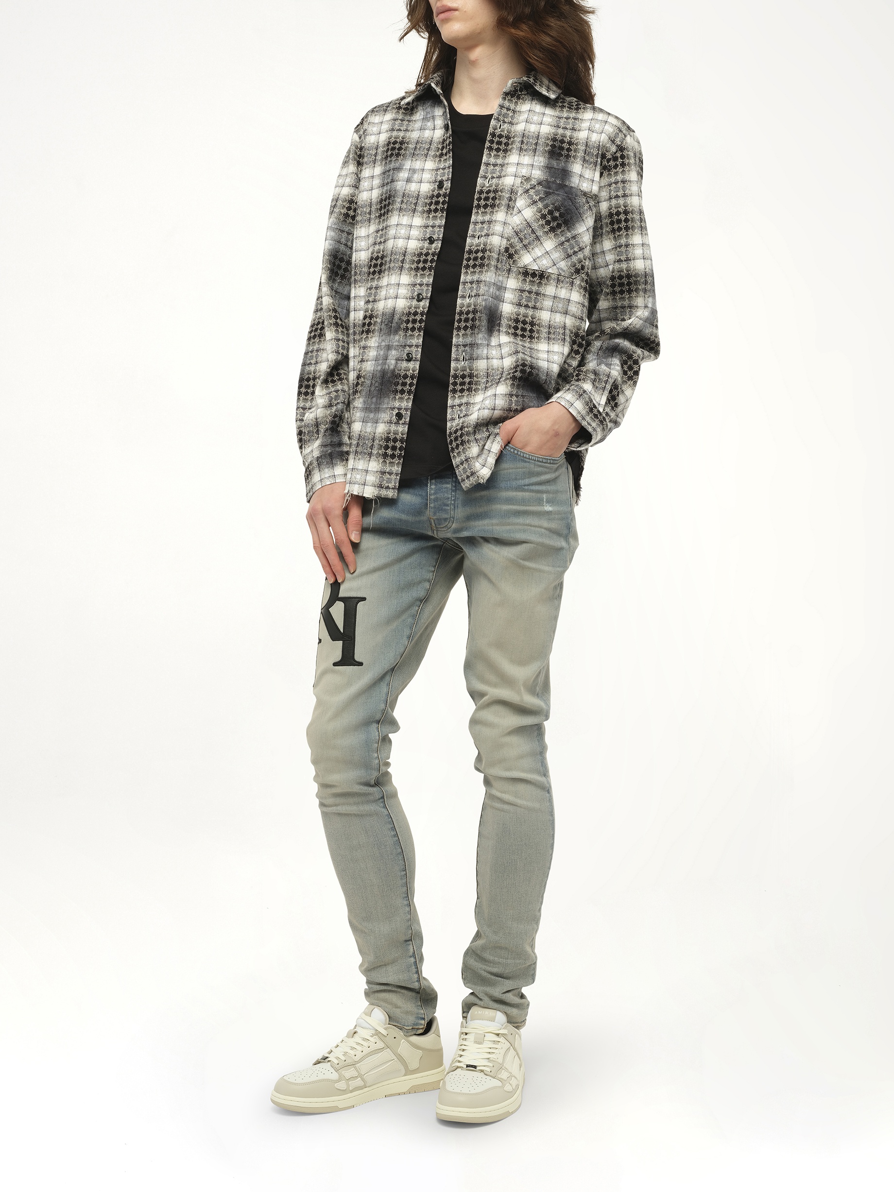 MA Quad Bleach Flannel Shirt in Black - 4