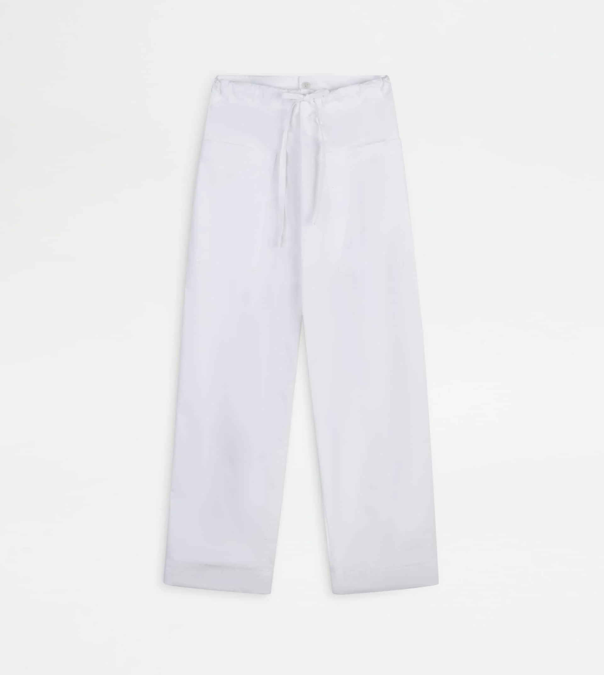 PANTS IN POPLIN WITH DRAWSTRING - WHITE - 1