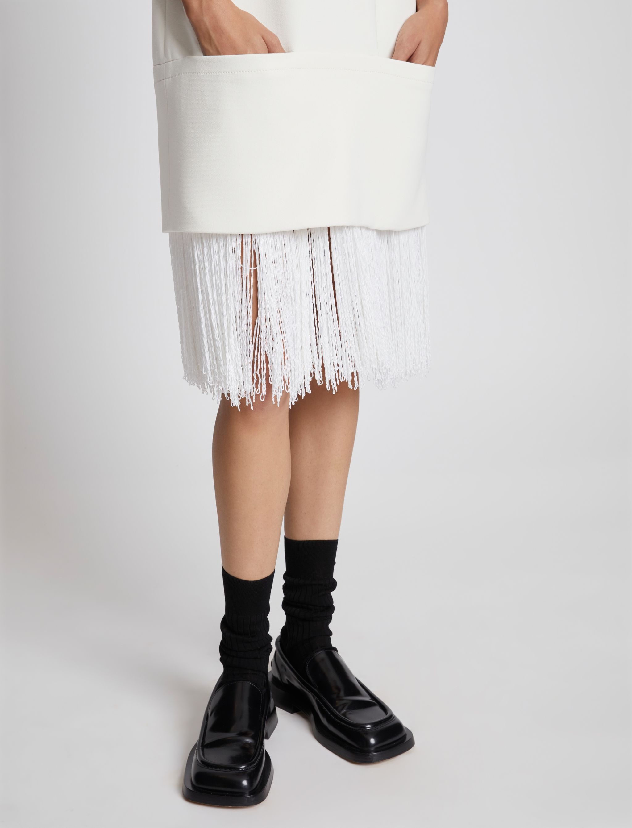 Bi-Stretch Crepe Fringe Dress - 5