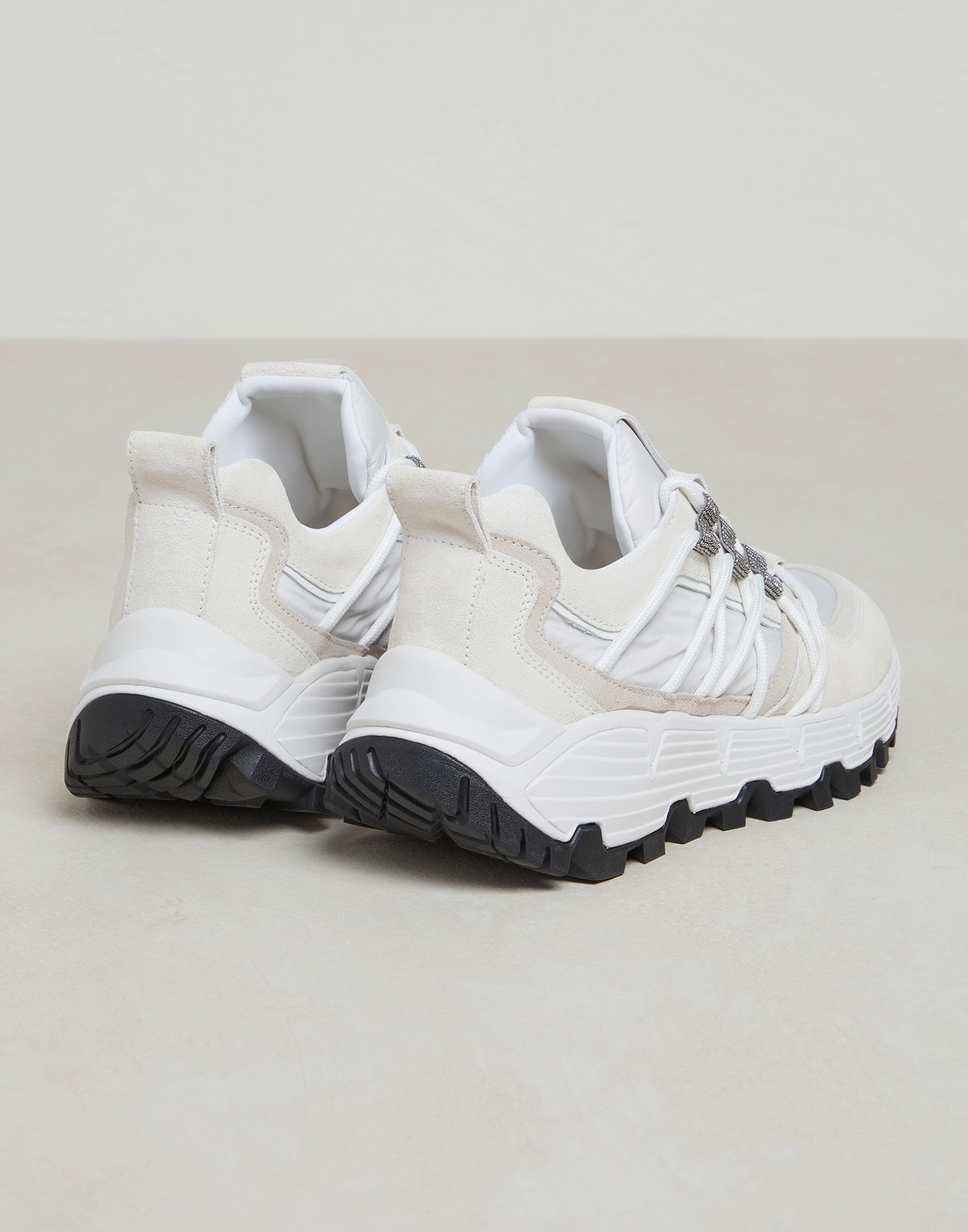 Suede and techno fabric sneakers with precious eyelets - 3