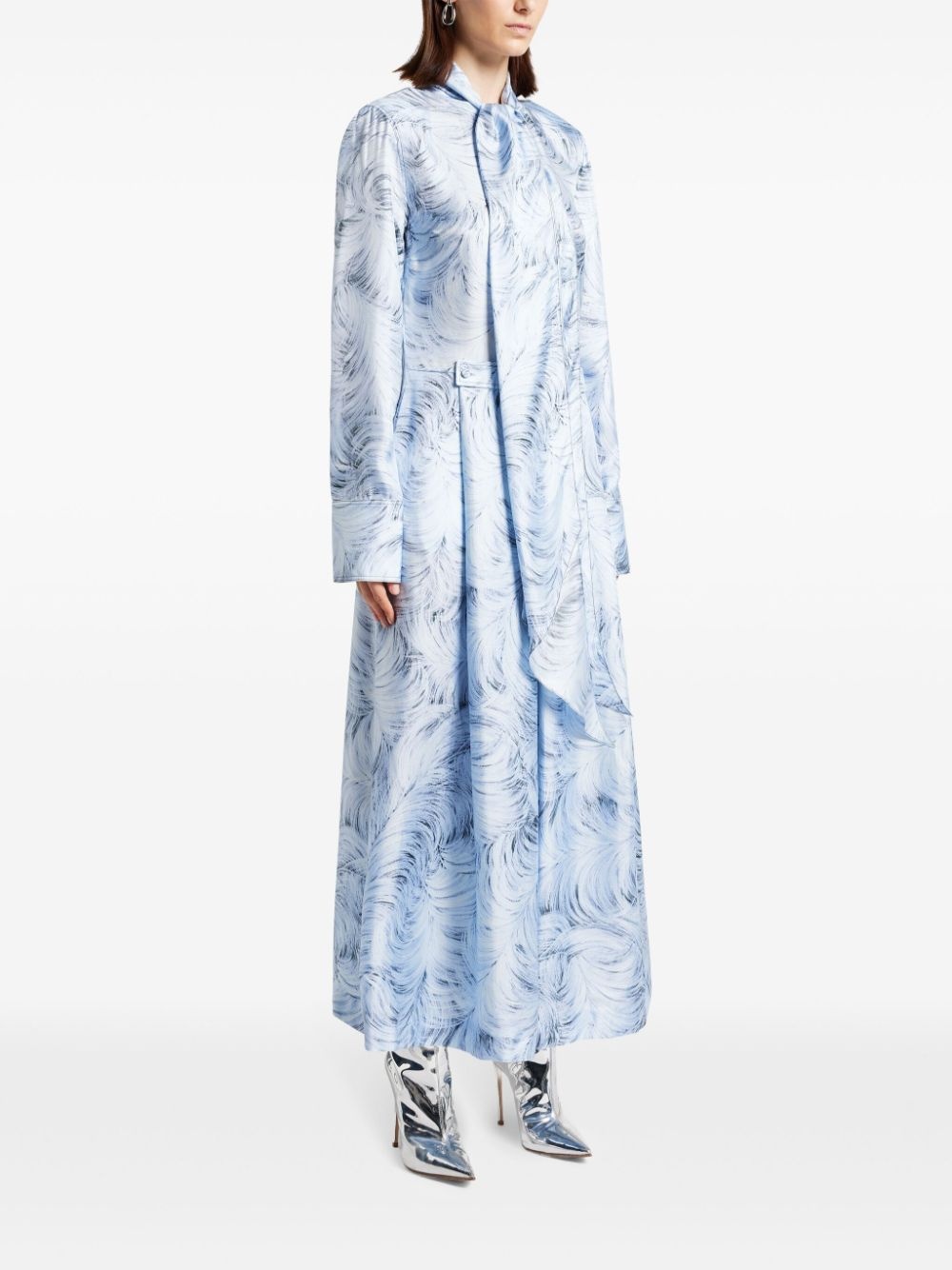 feather-print midi dress - 3