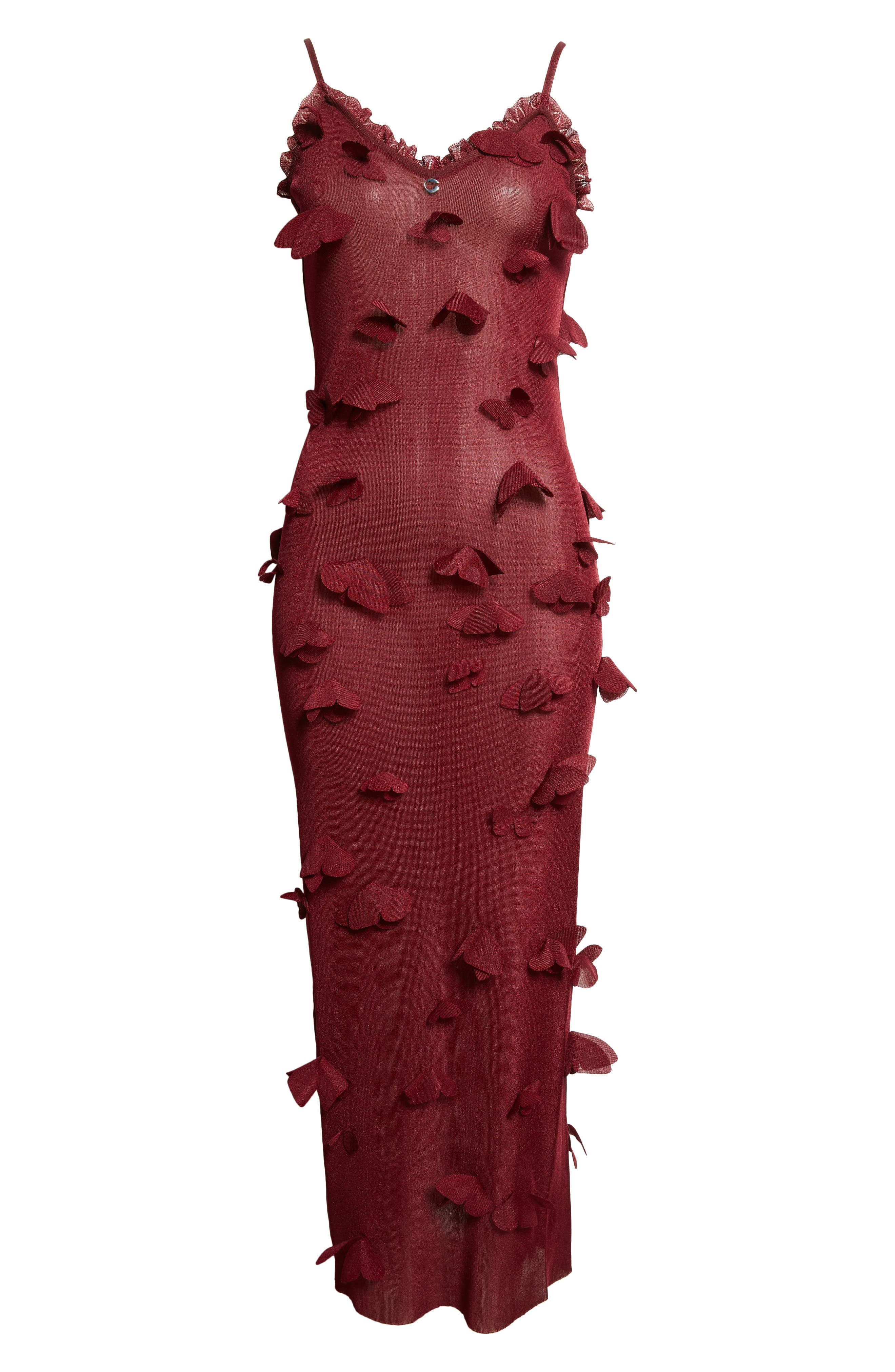 Coperni Butterfly Appliqué Slipdress in Red at Nordstrom - 5