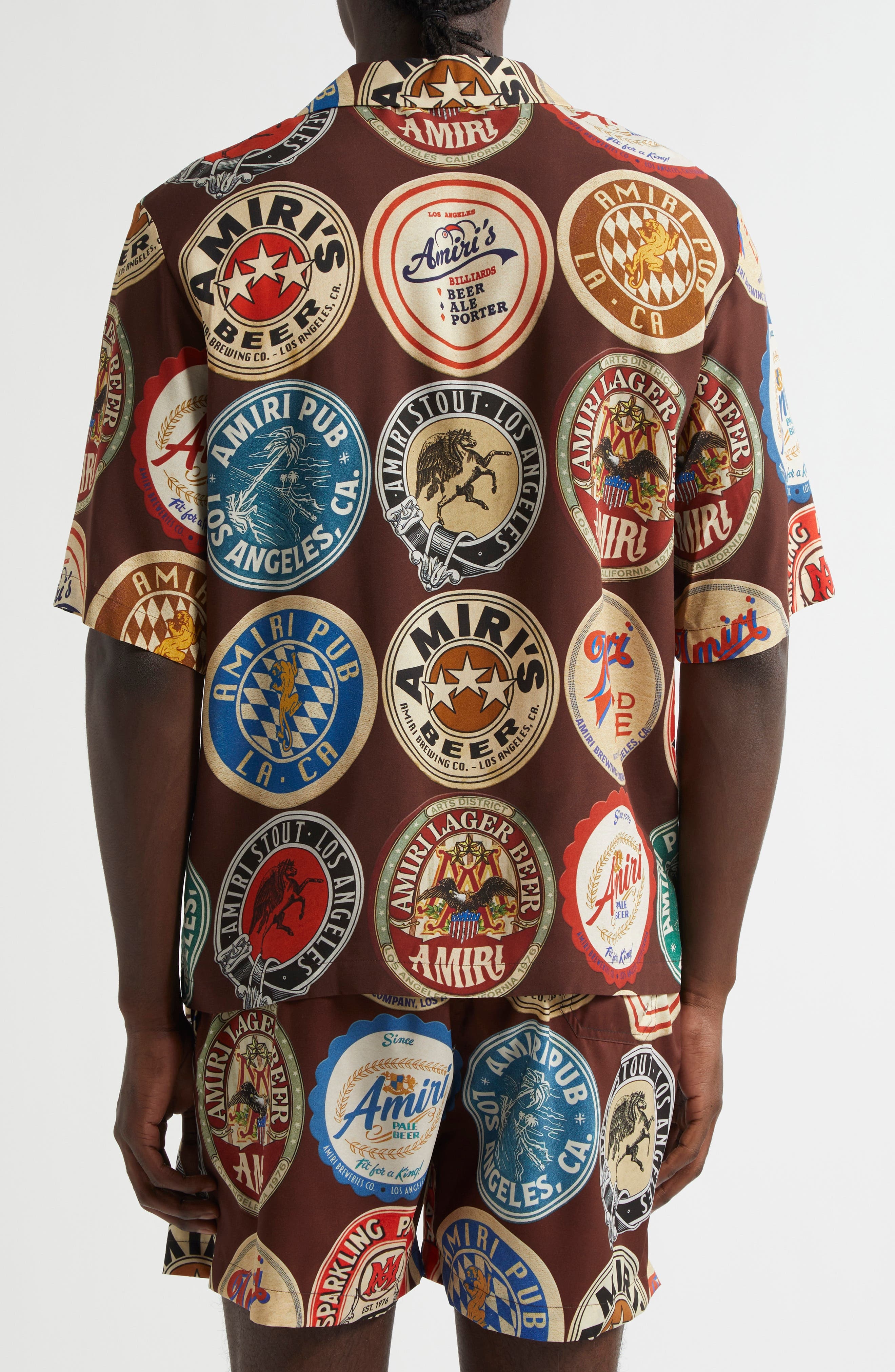 AMIRI Coasters Print Bowling Shirt in Chocolate at Nordstrom - 3