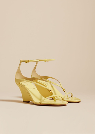KHAITE The Marion Strappy Wedge Sandal in Pale Yellow Leather outlook
