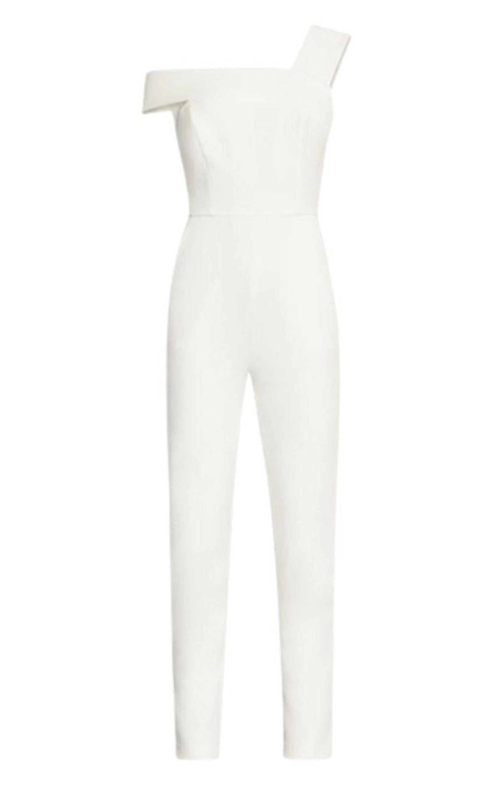 BCBGMAXAZRIA - White Haida One-shoulder Jumpsuit - 1