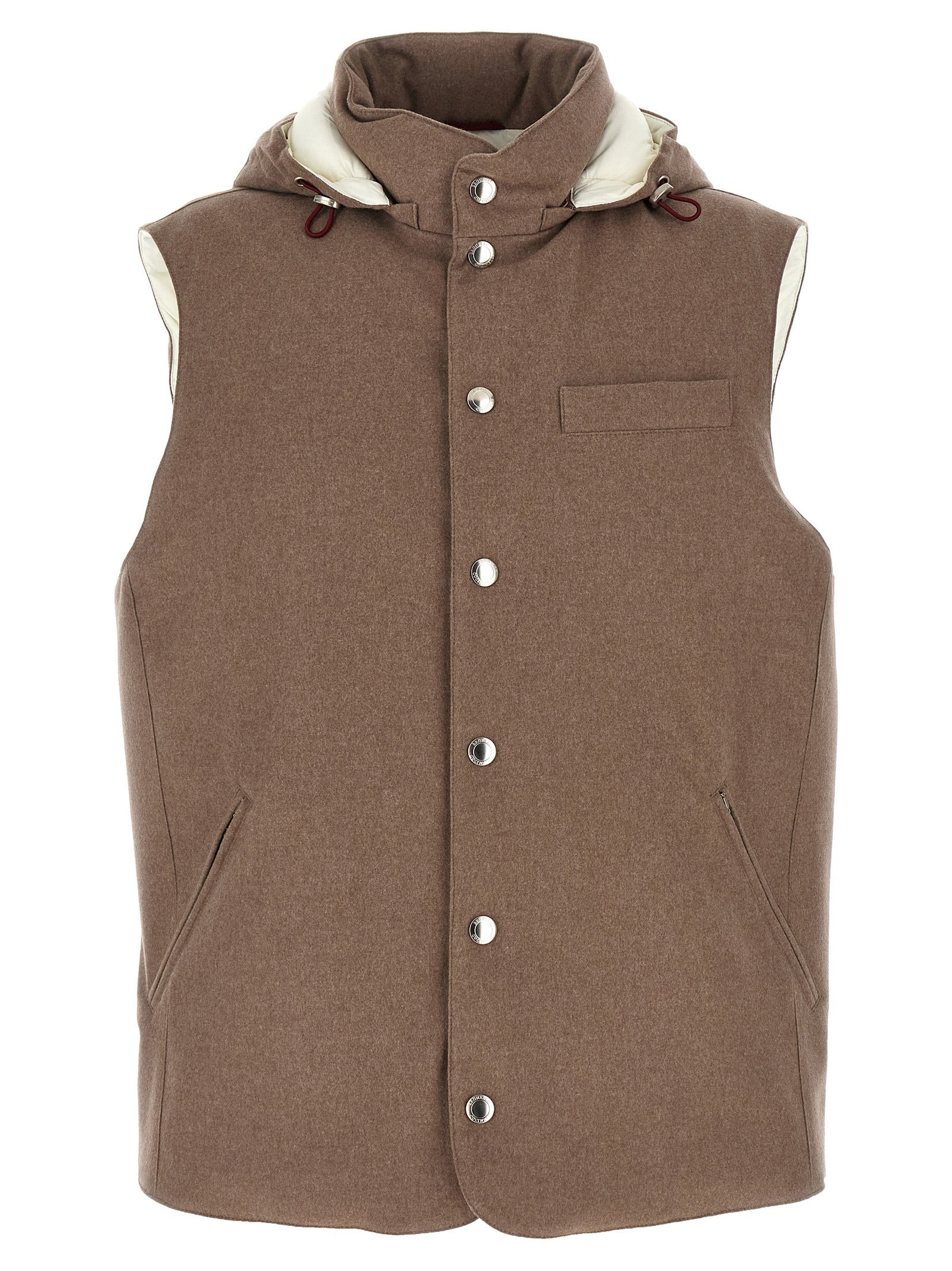 Padded Wool Vest Gilet Beige - 1