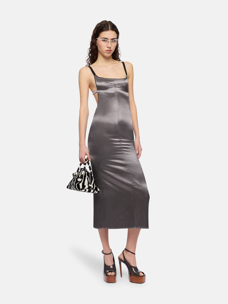 THE ATTICO GREY SATIN MIDI DRESS outlook