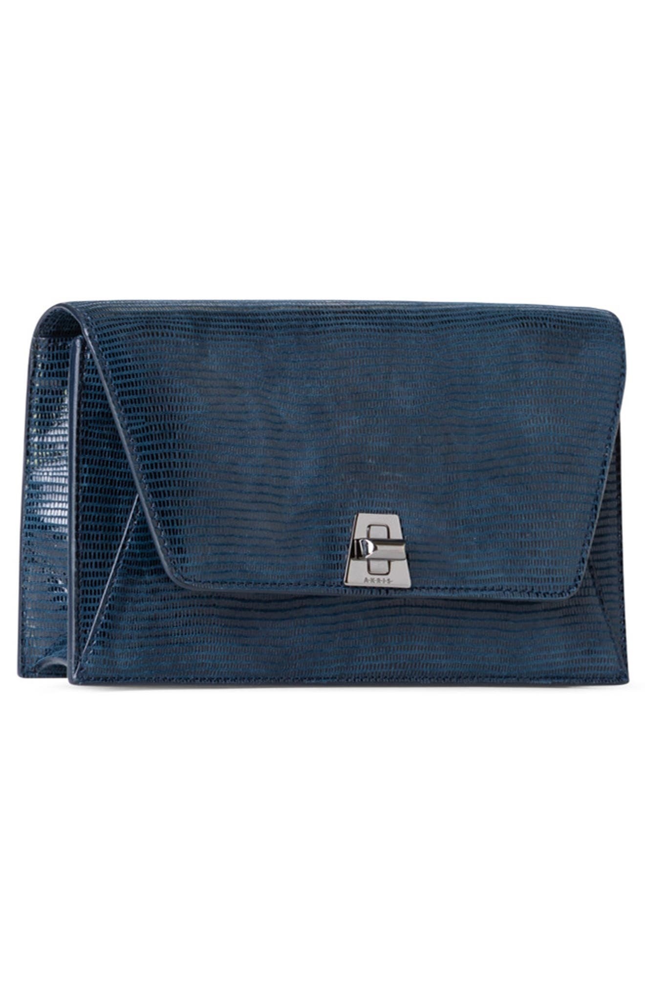Akris Anouk Lizard Embossed Suede Crossbody Bag in 778 Admiral Blue at Nordstrom - 4