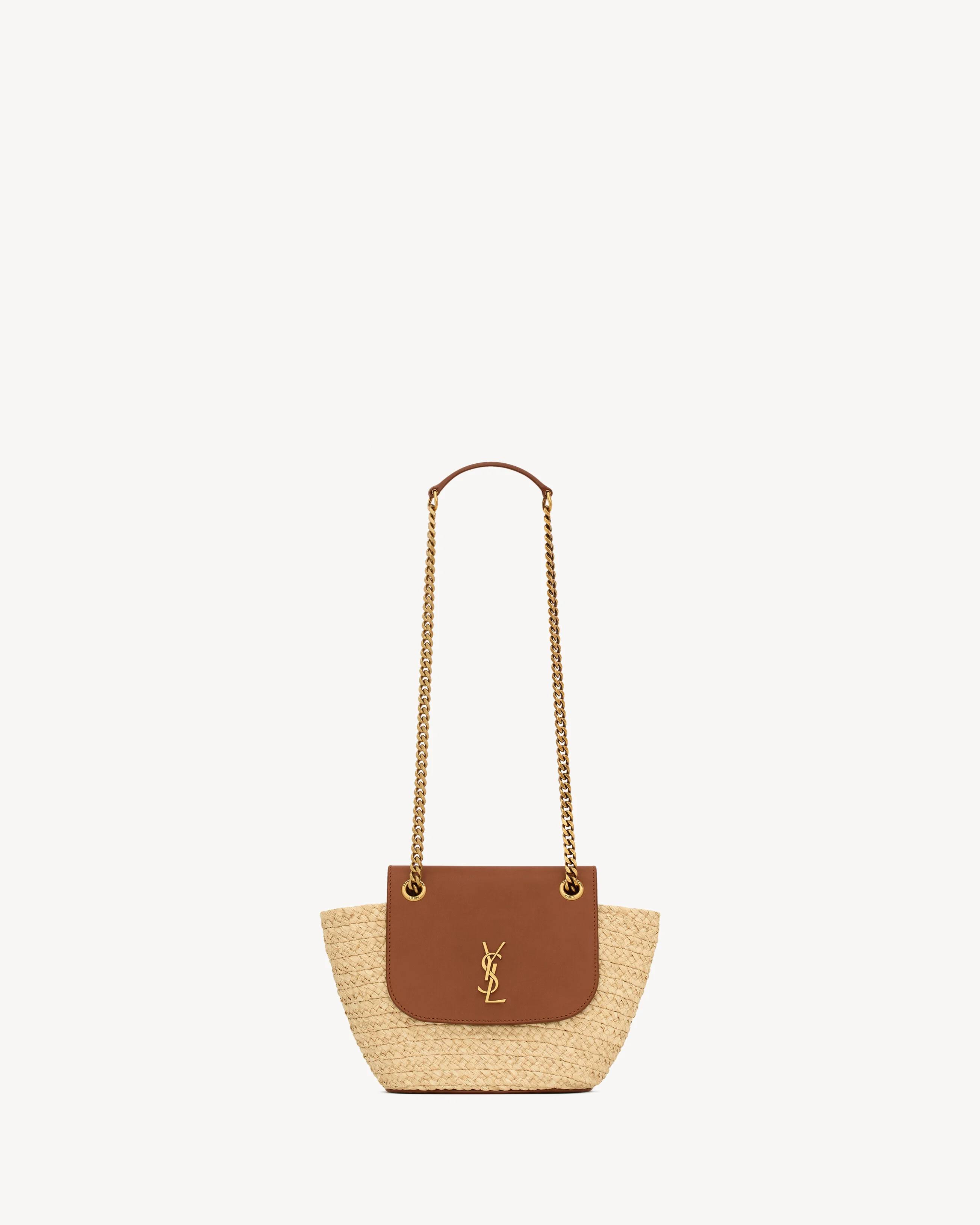 Panier 미니 가죽-trimmed raffia 어깨 가방 - 1