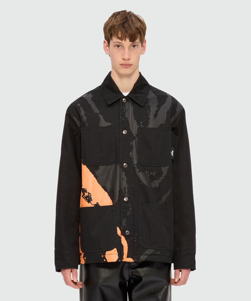 MSGM Black cotton drill overshirt with "Sketched Bunnies" print outlook