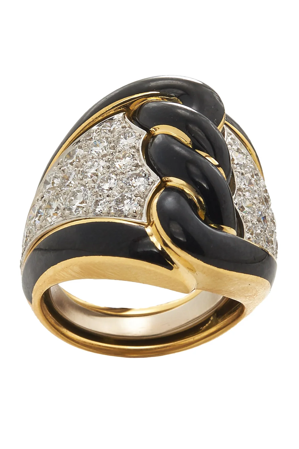 Diamond Black Rope Ring - 1