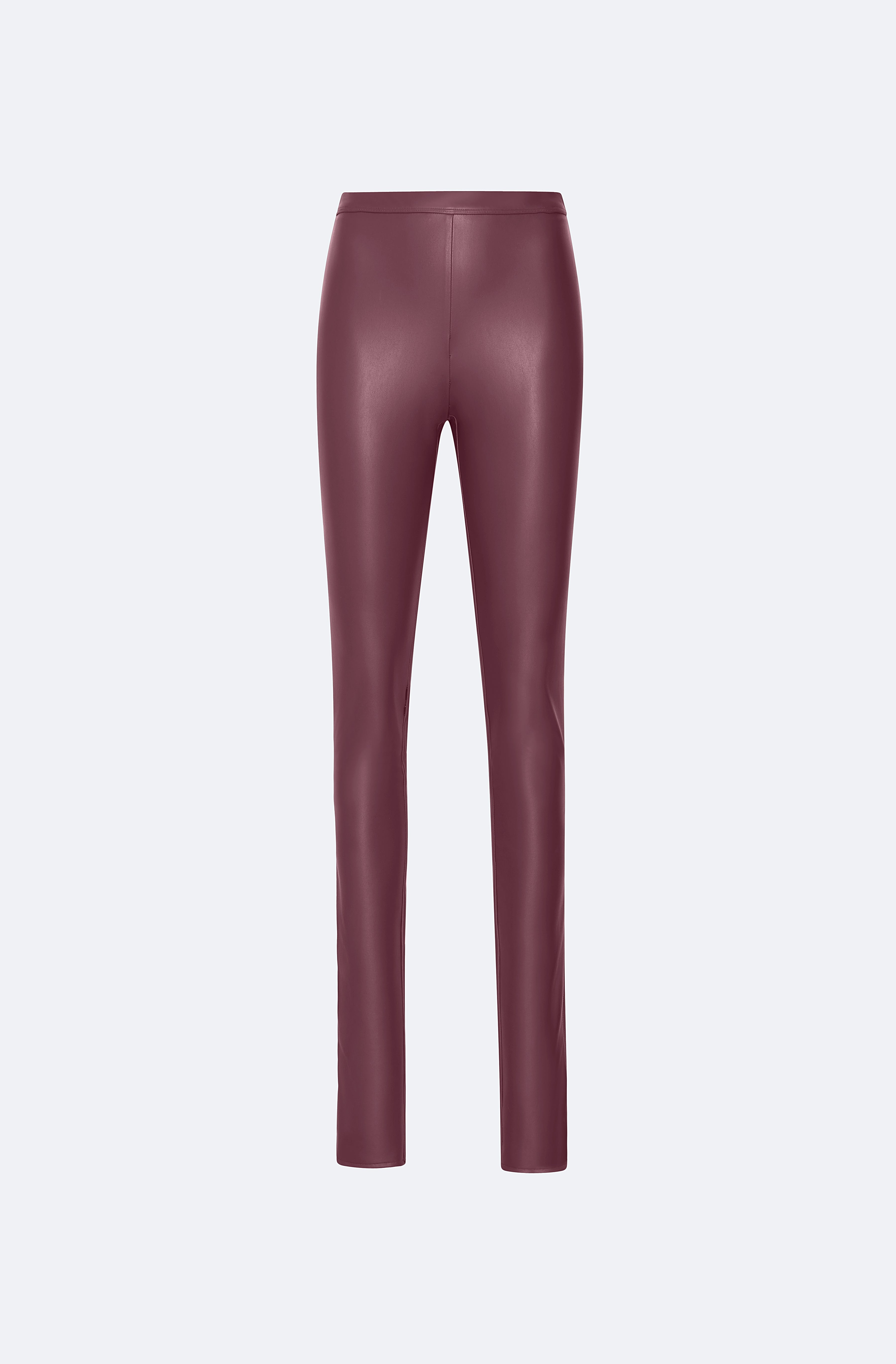 Stretch Faux Leather Split Hem Legging - 1