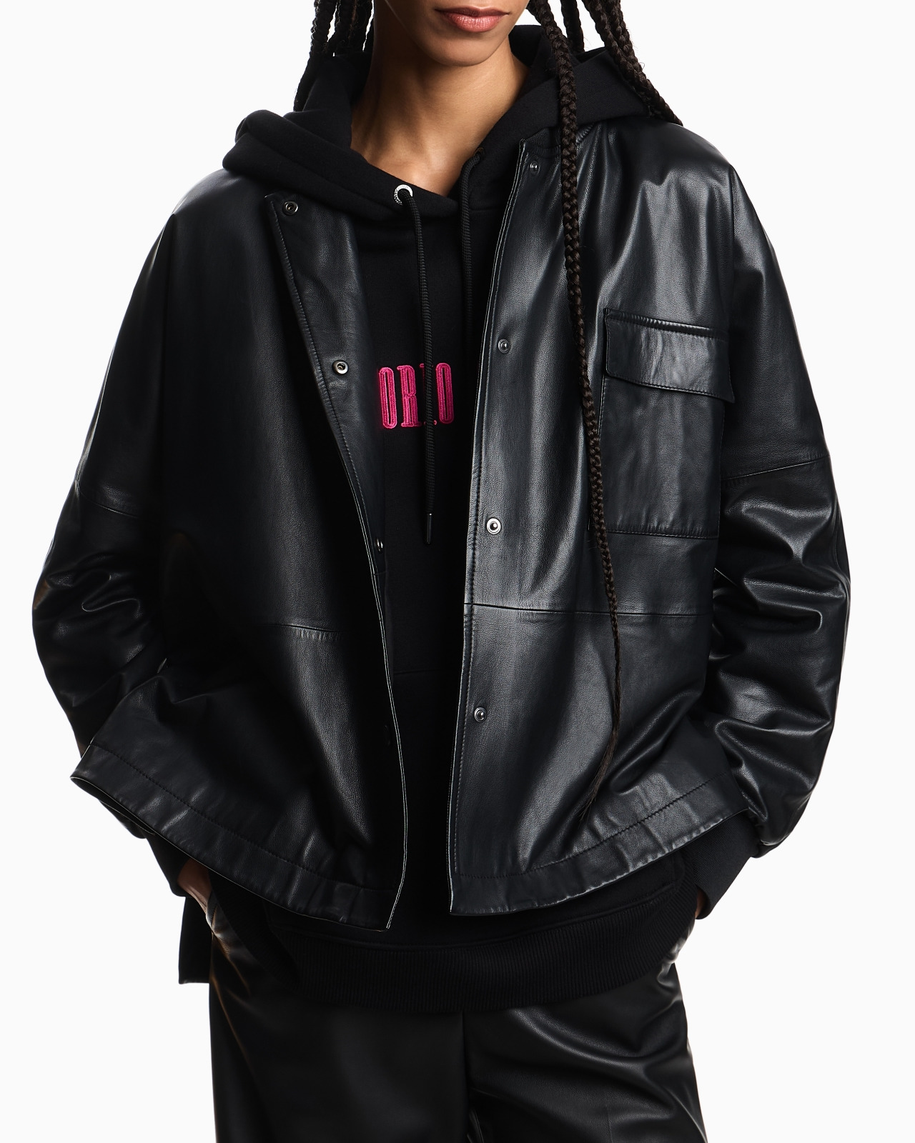ASV OVERSIZED SHIRT JACKET IN DAPPLED NAPPA LAMBSKIN - 5