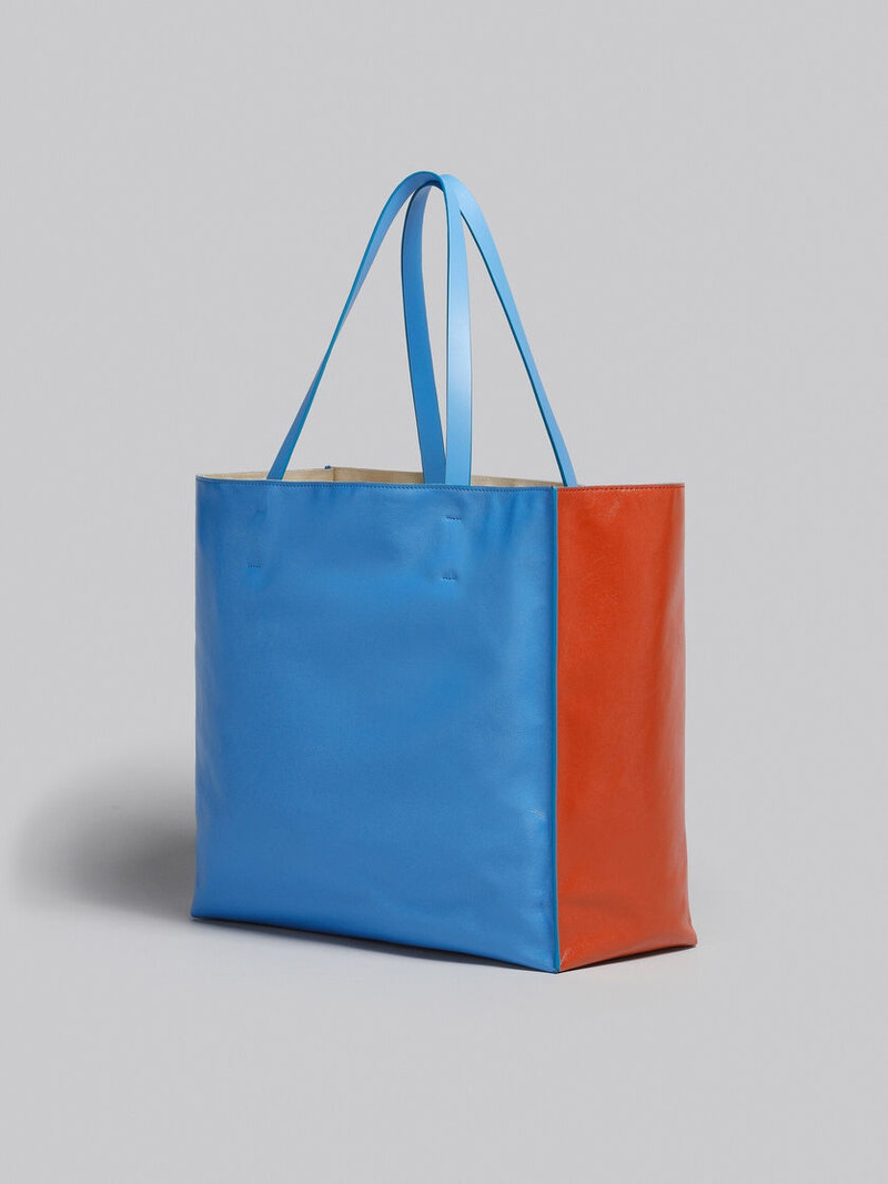 MUSEO SOFT BAG IN BROWN AND BLUE LEATHER 3