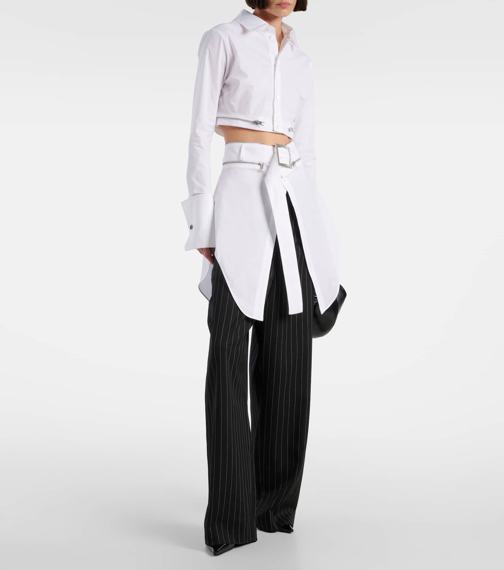 Belted cotton-blend shirt dress - 2