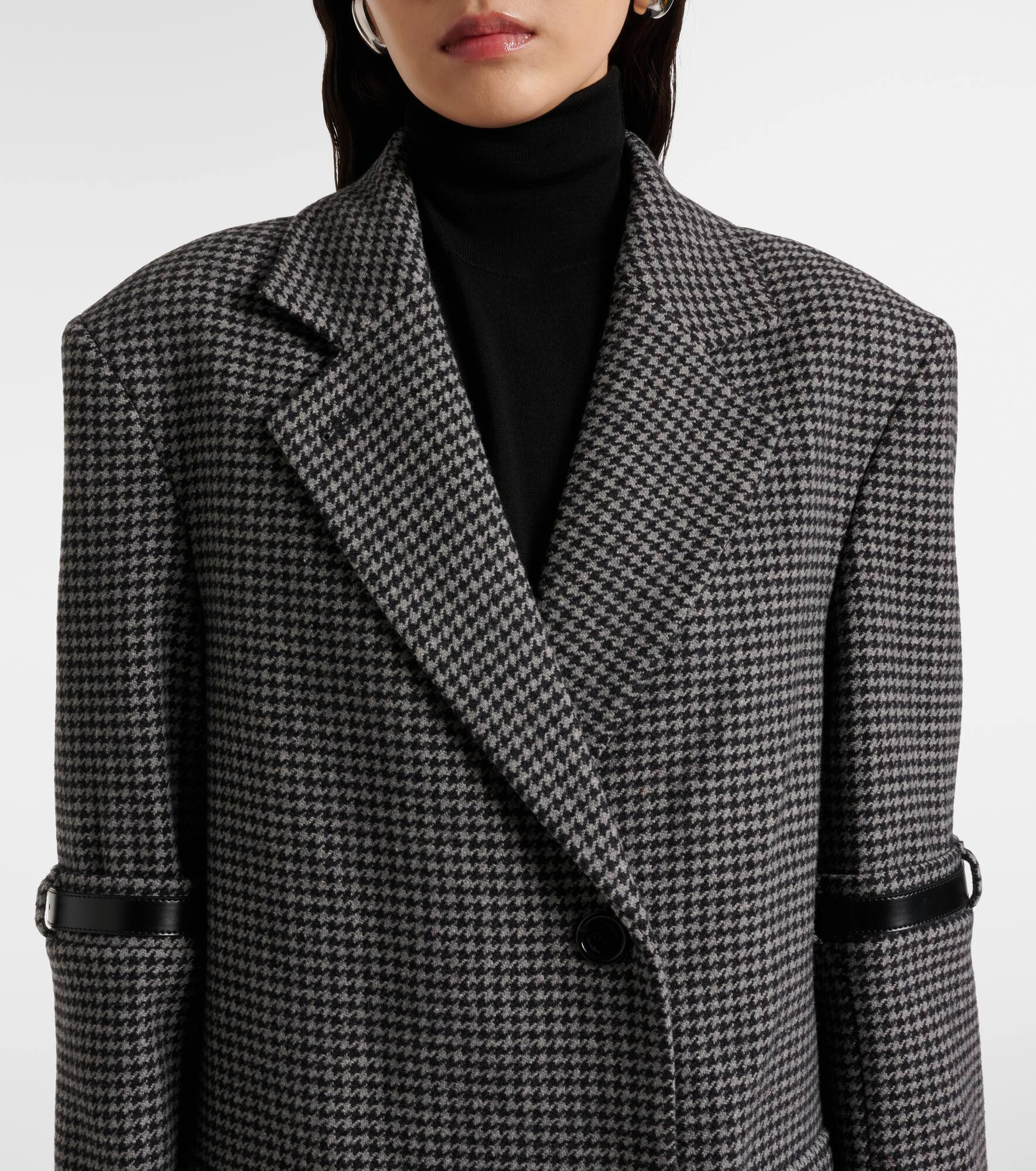 Houndstooth wool and cashmere coat - 4