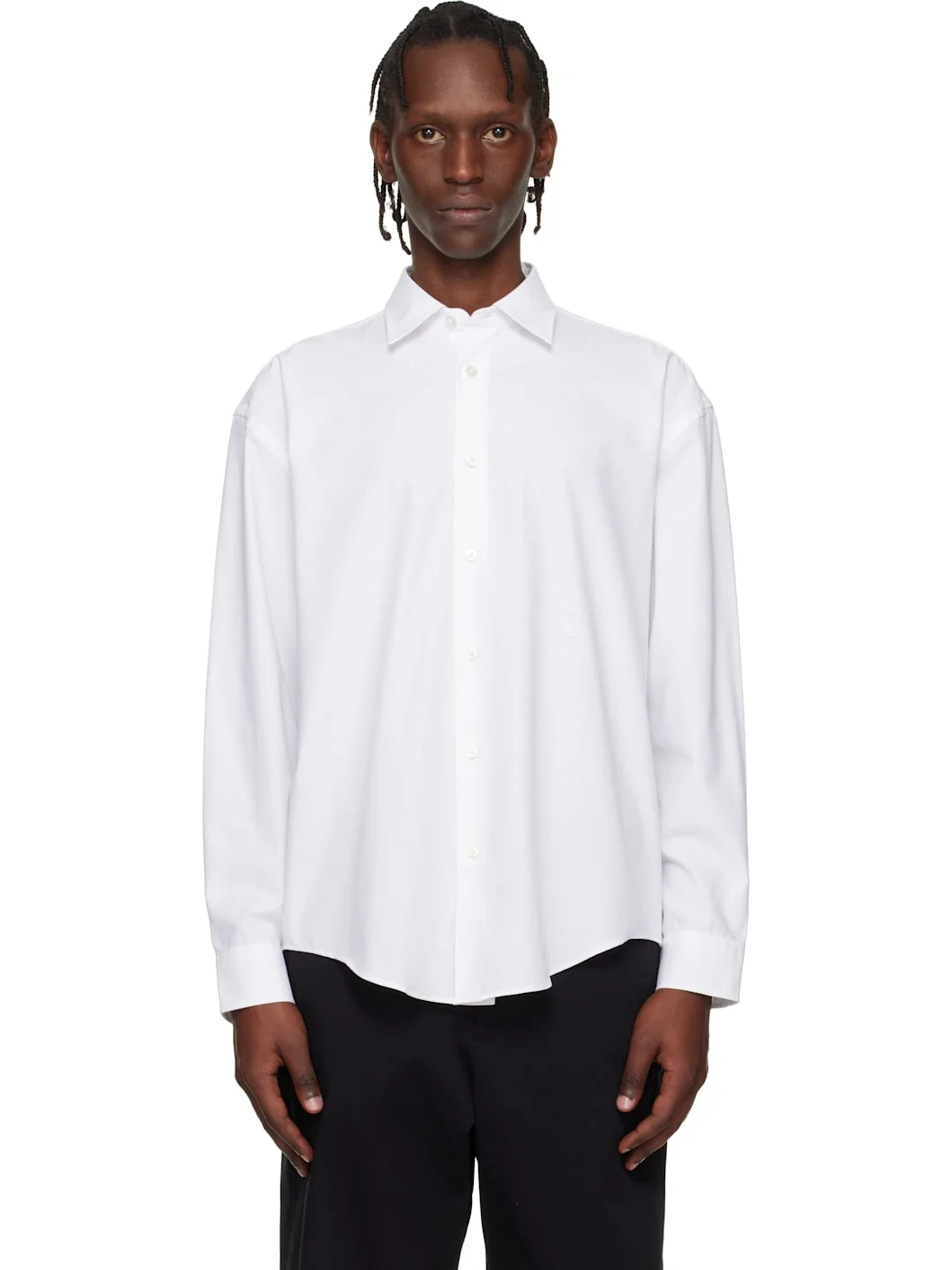 White Embroidered-Logo Shirt - 1