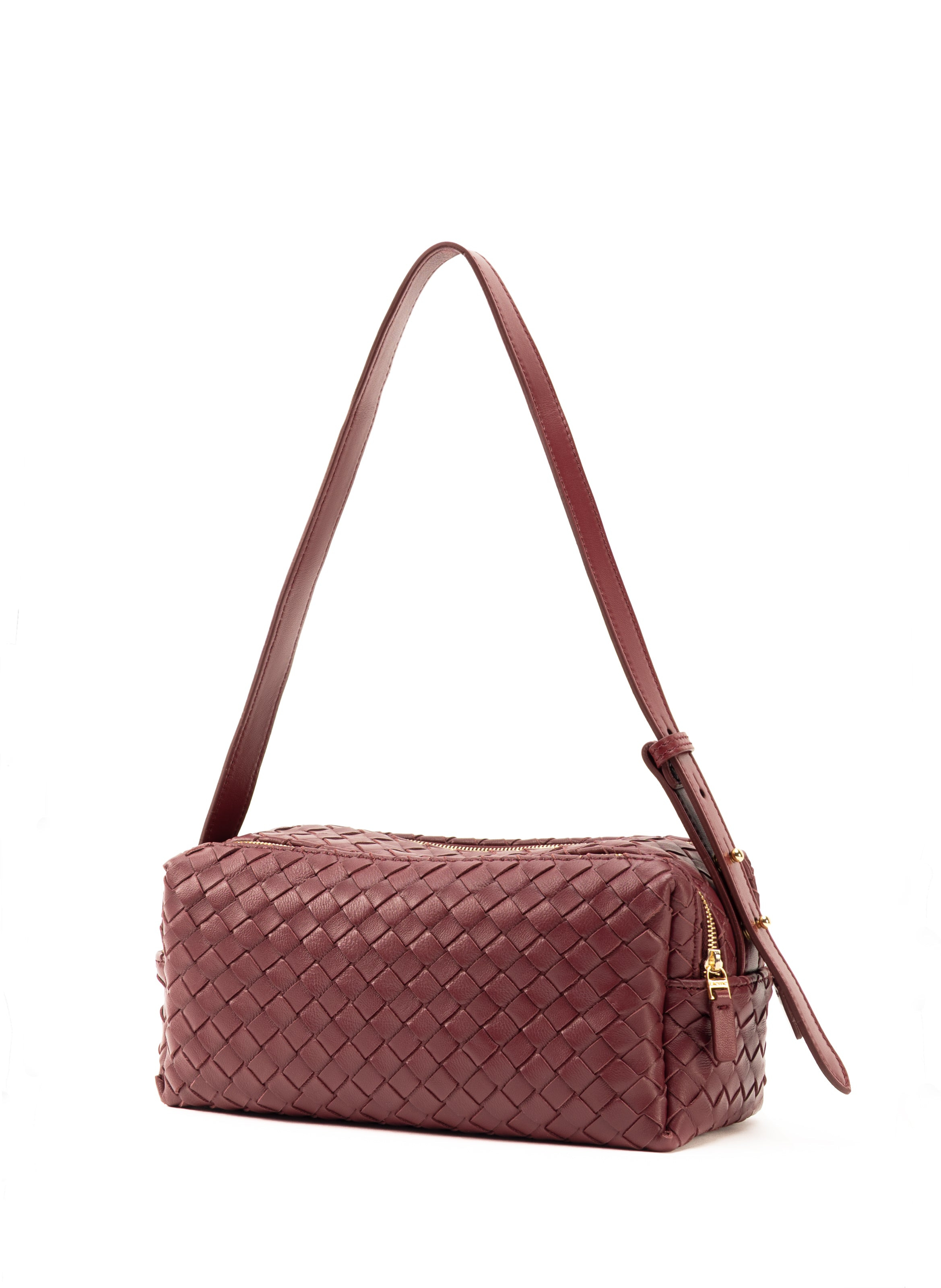 Trousse Woven Leather Burgundy - 3