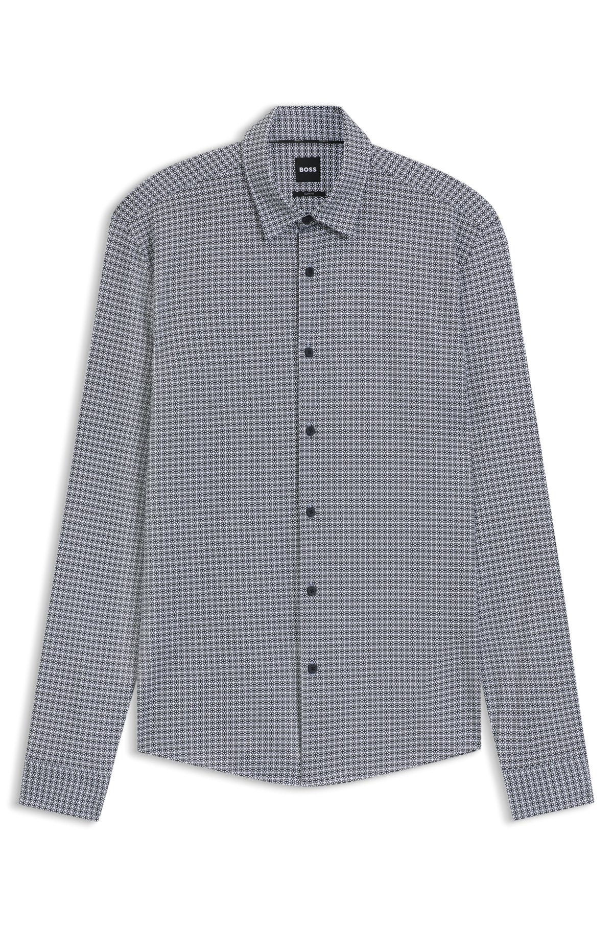 SLIM-FIT SHIRT IN PRINTED FLEX-WEAVE FABRIC - 1
