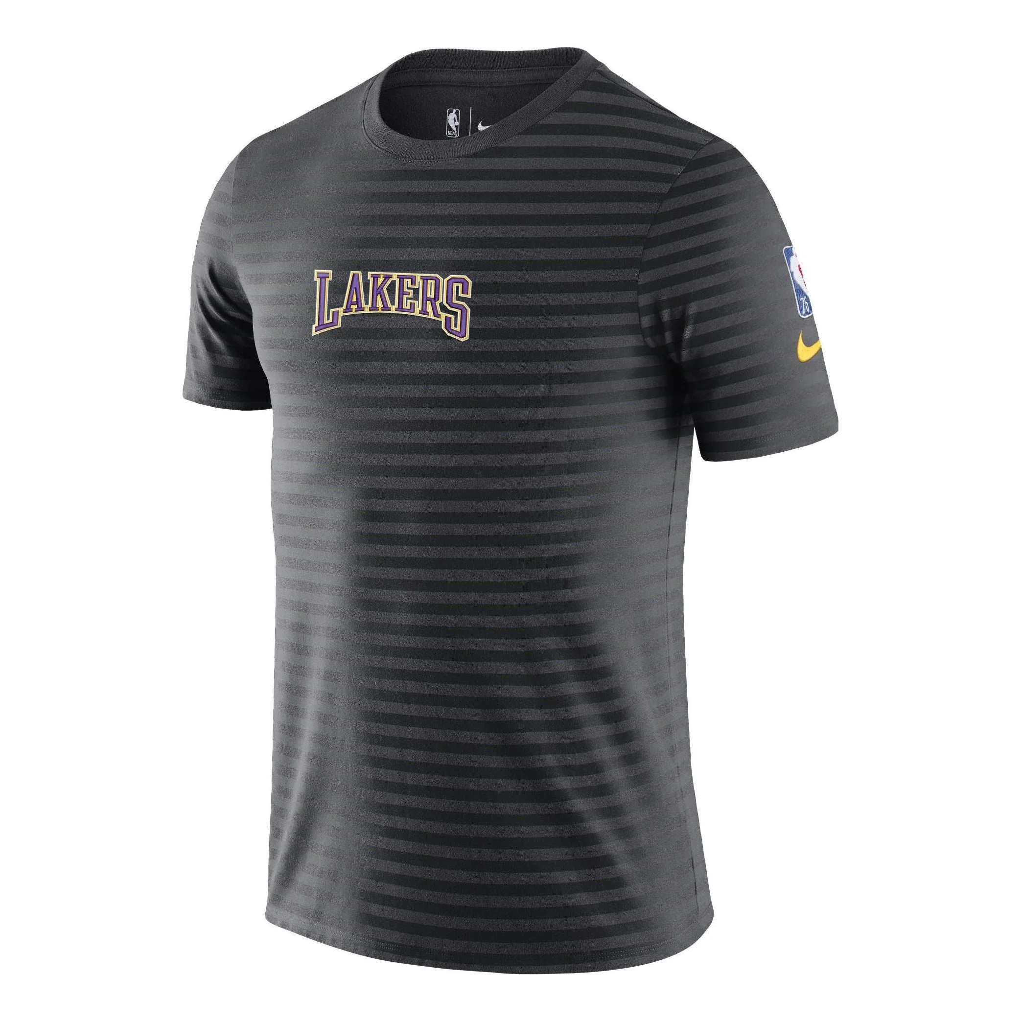 Men's Nike Stripe Alphabet Printing Round Neck Pullover Short Sleeve Brooklyn Nets Black T-Shirt DA5 - 1