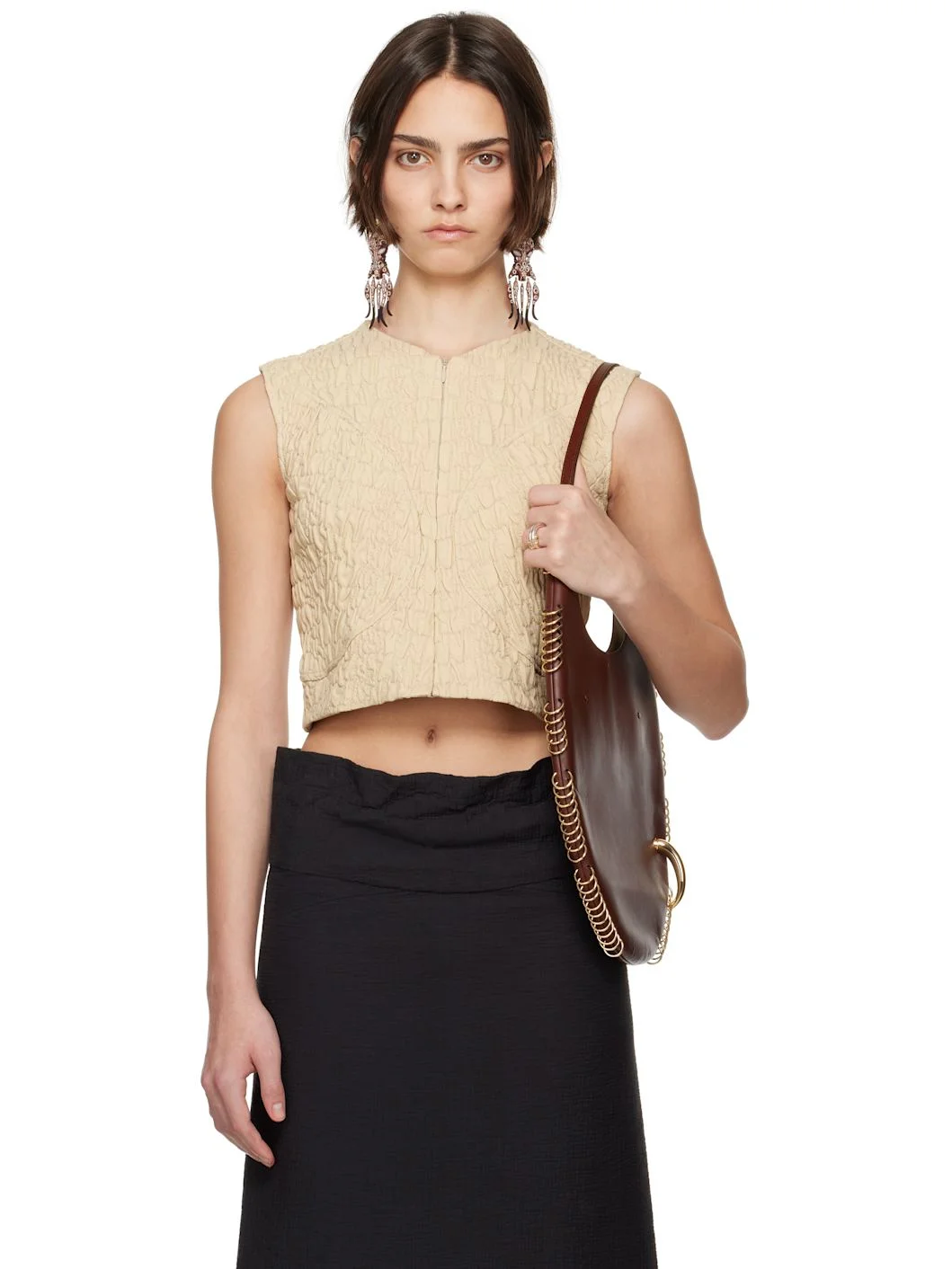 Beige Wool Silk Top - 1