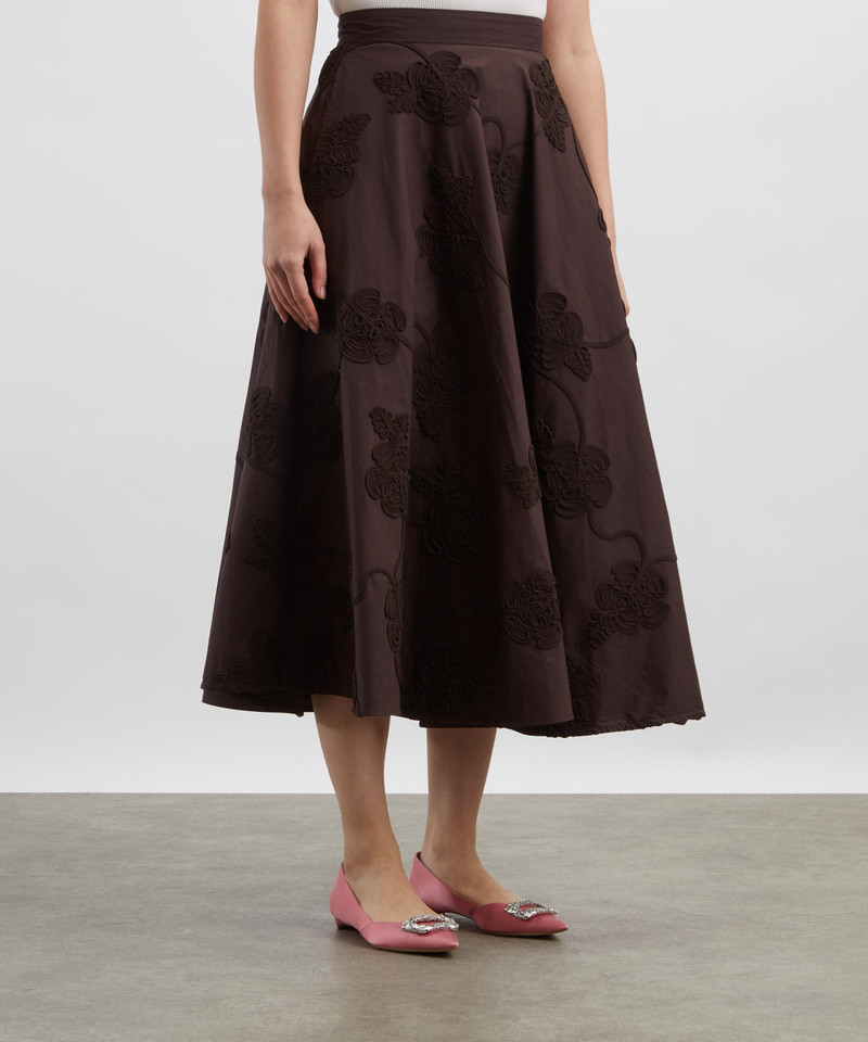 ROTATE Dark Brown Flower Maxi Skirt outlook