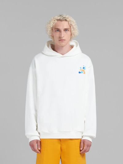 Marni WHITE BIO COTTON HOODIE WITH MARNI DRIPPING PRINT outlook