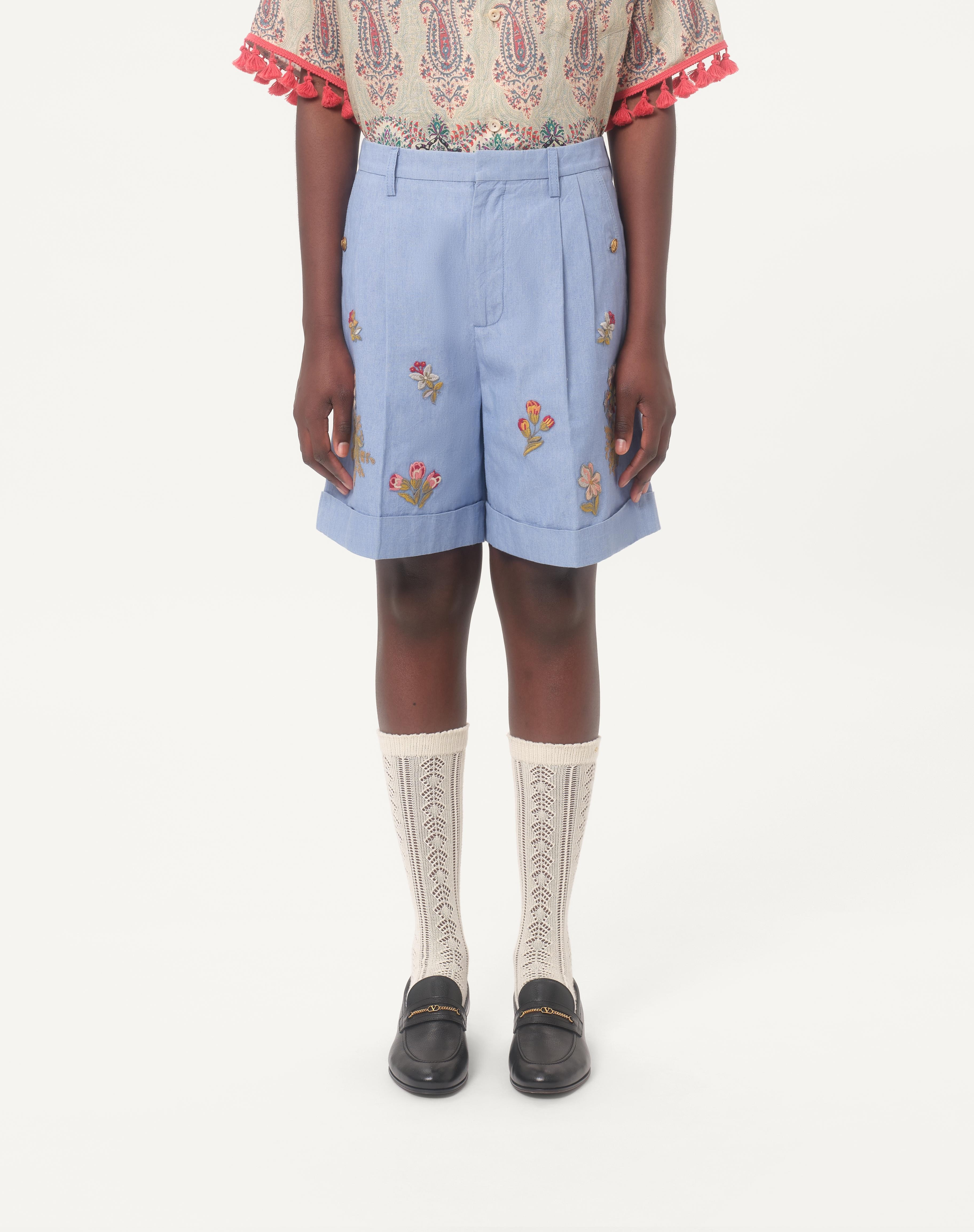 DENIM BERMUDA SHORTS WITH EMBROIDERY - 3