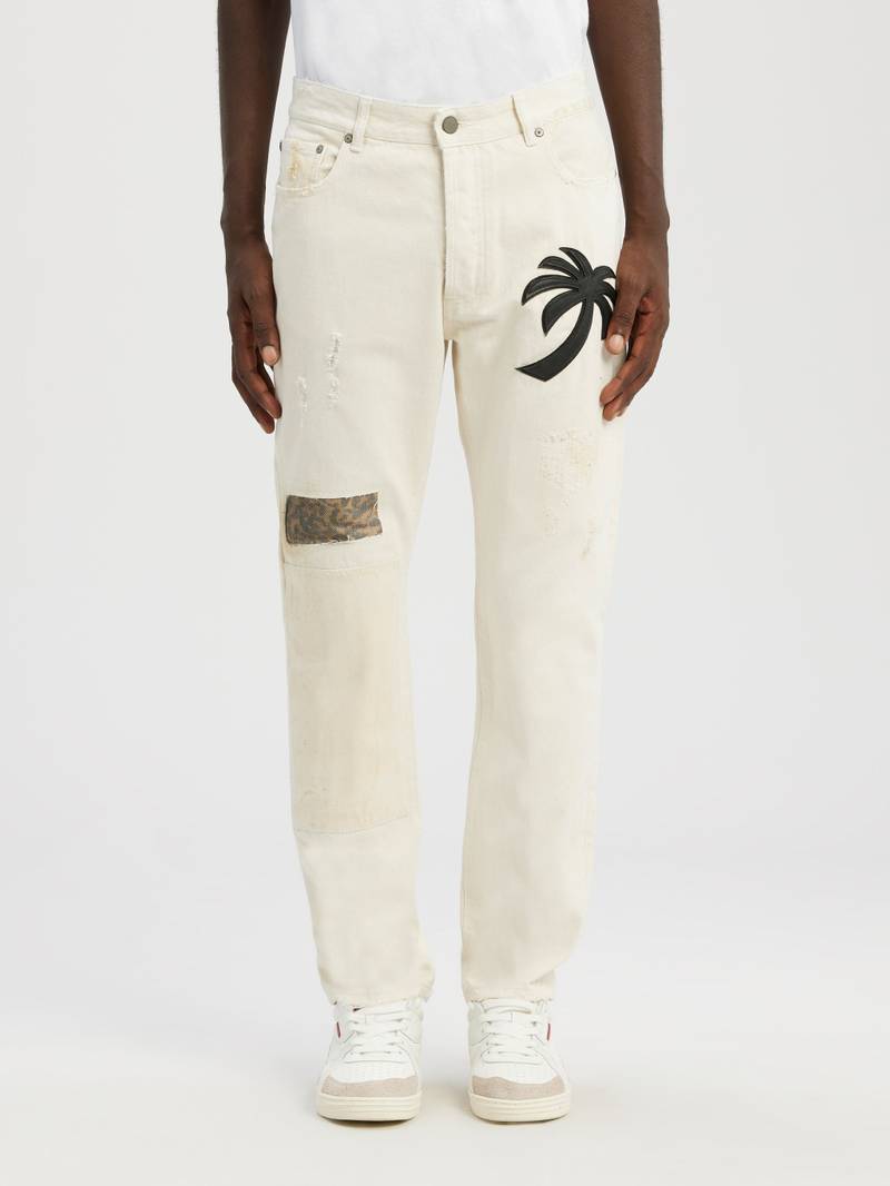 CURVED PALM TREE REGULAR DENIM PANTS 3