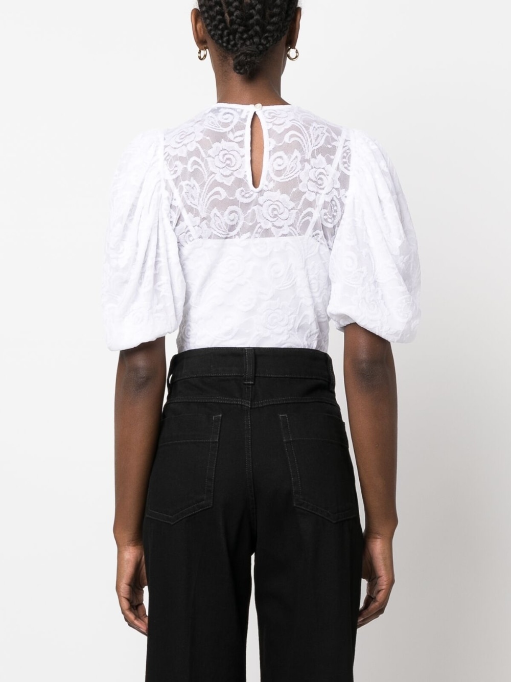 floral-lace puff-sleeve top - 4
