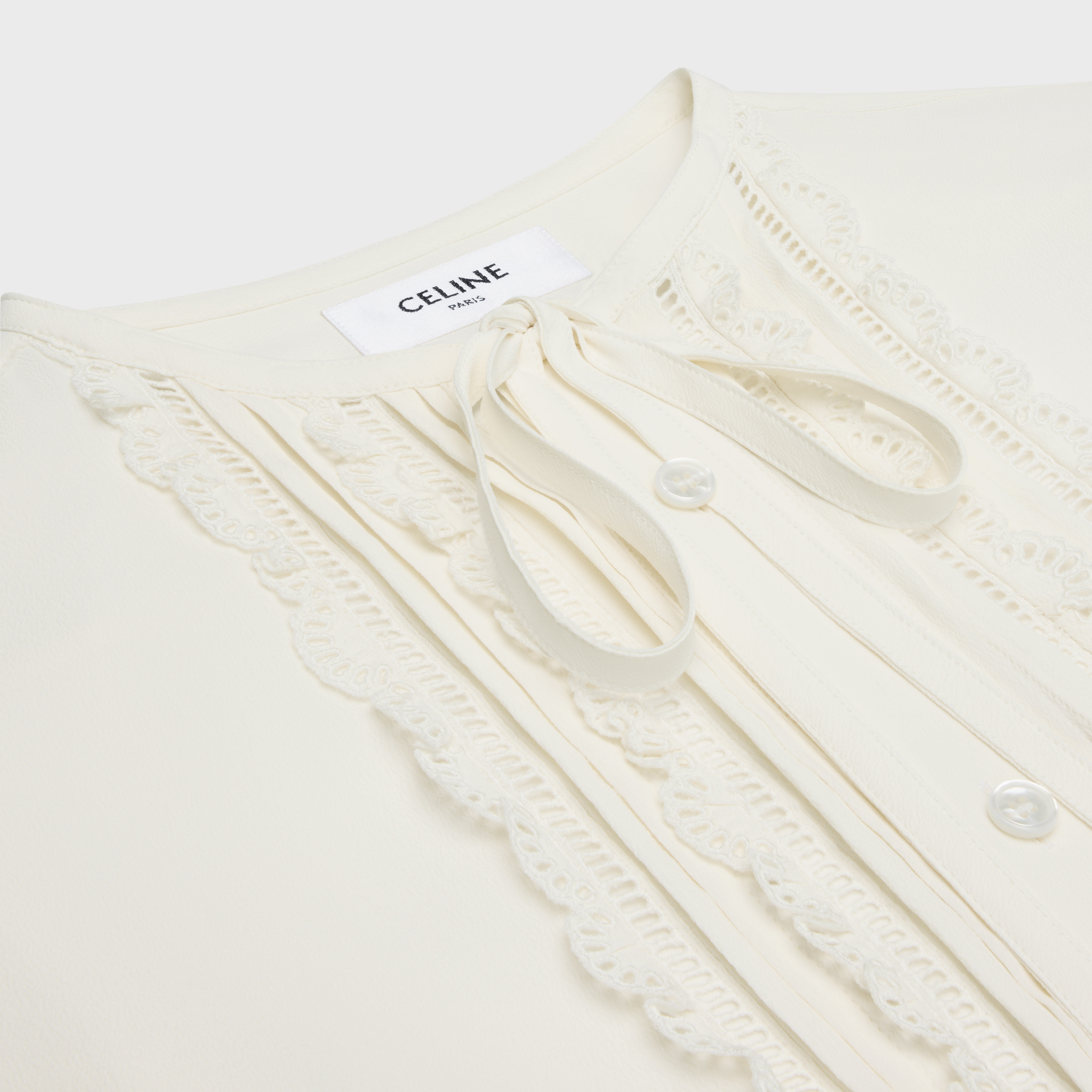 frilled romy shirt in silk crepe and acetate - 3