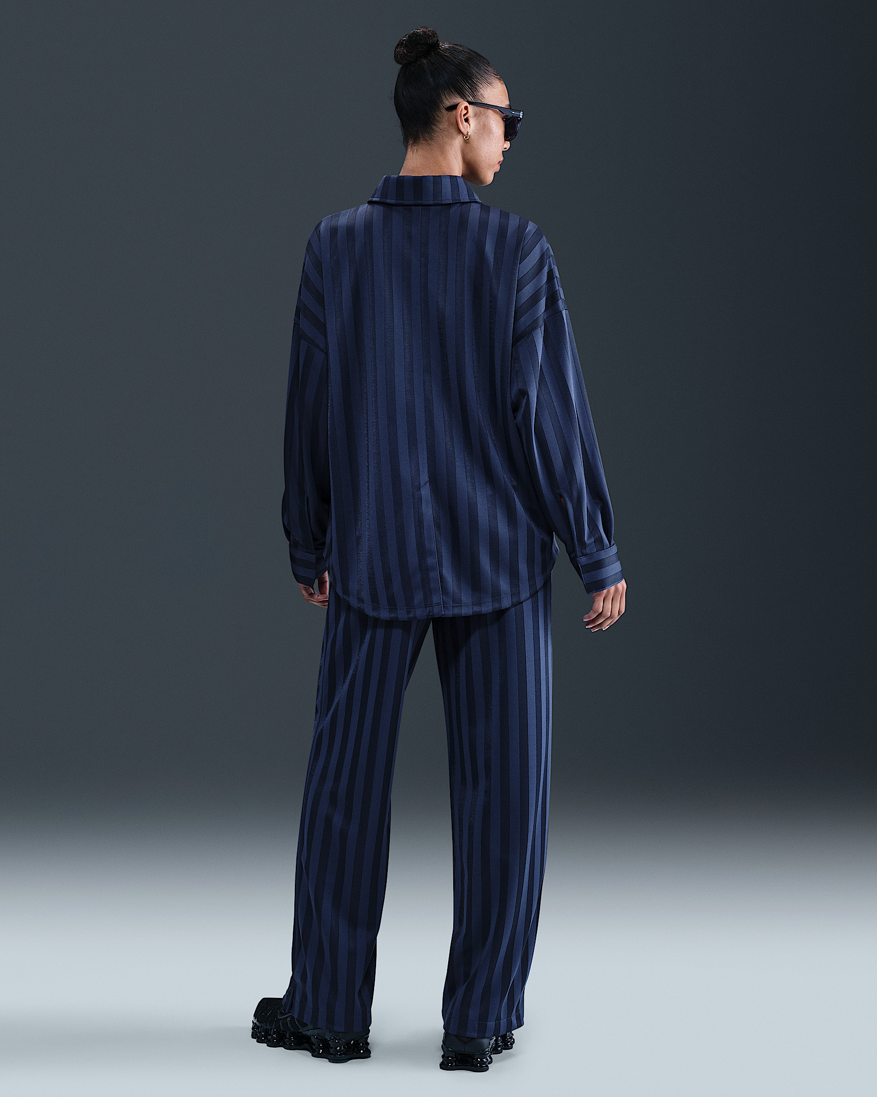 Nike Sportswear Women's Oversized Jacquard Striped Button-Down Shirt - 5