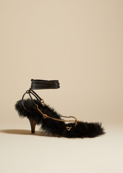 KHAITE The Marion Sandal with Chains in Black Shearling outlook