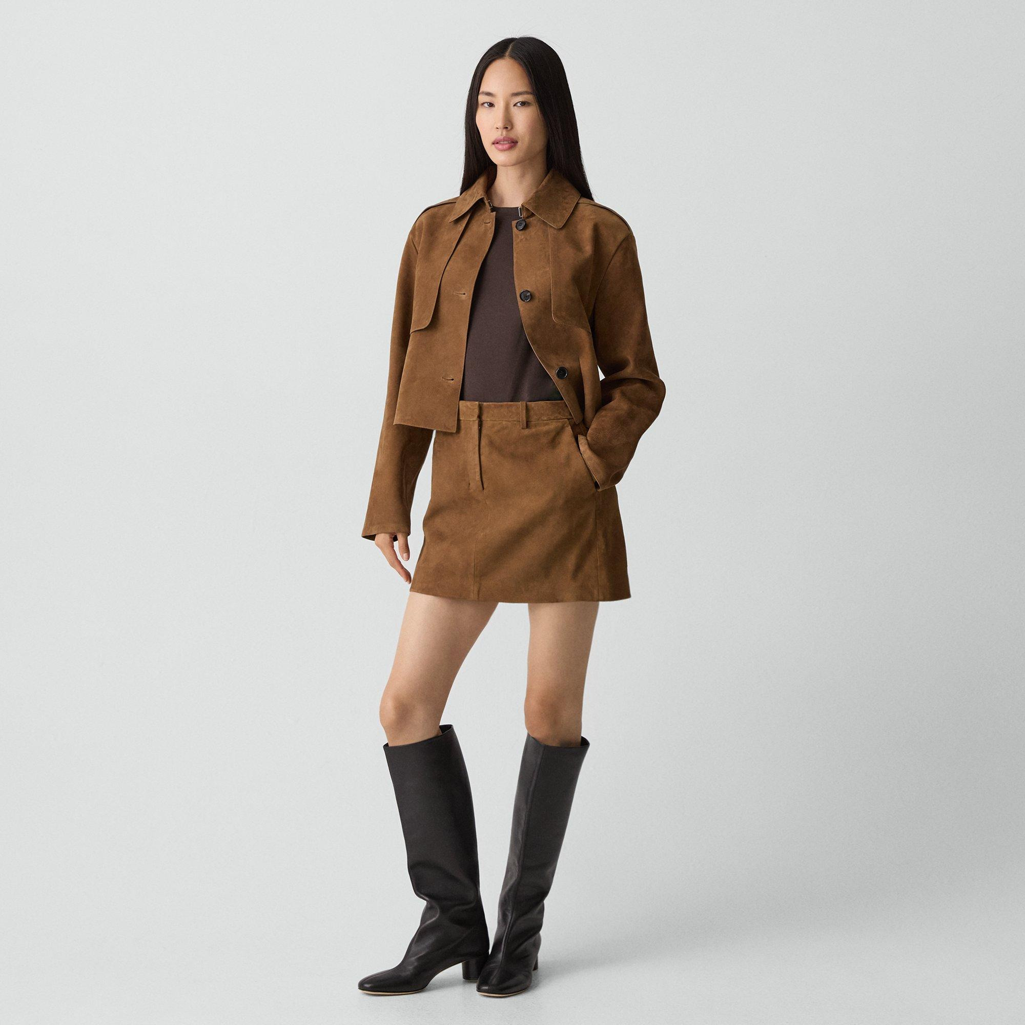 Mini Trouser Skirt in Suede - 3