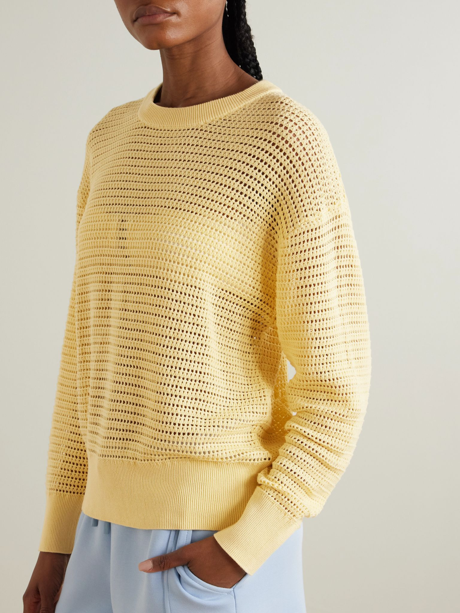 Kershaw open-knit cotton sweater Yellow - 3