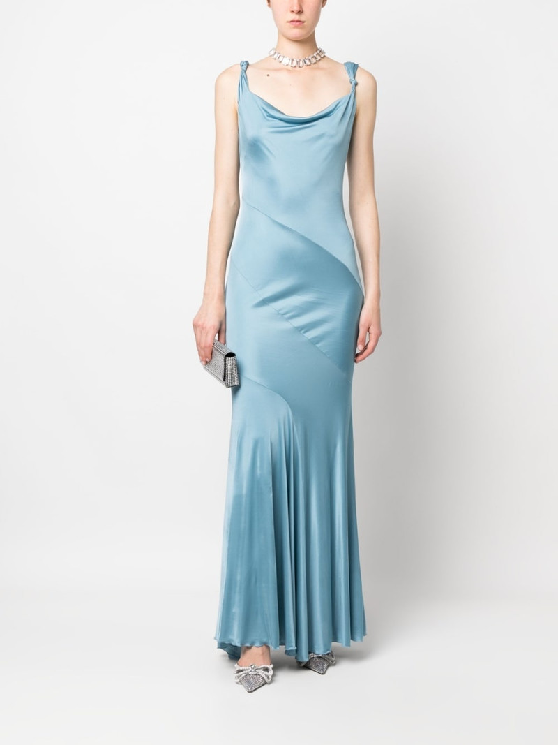 Blumarine knot-detail satin gown outlook