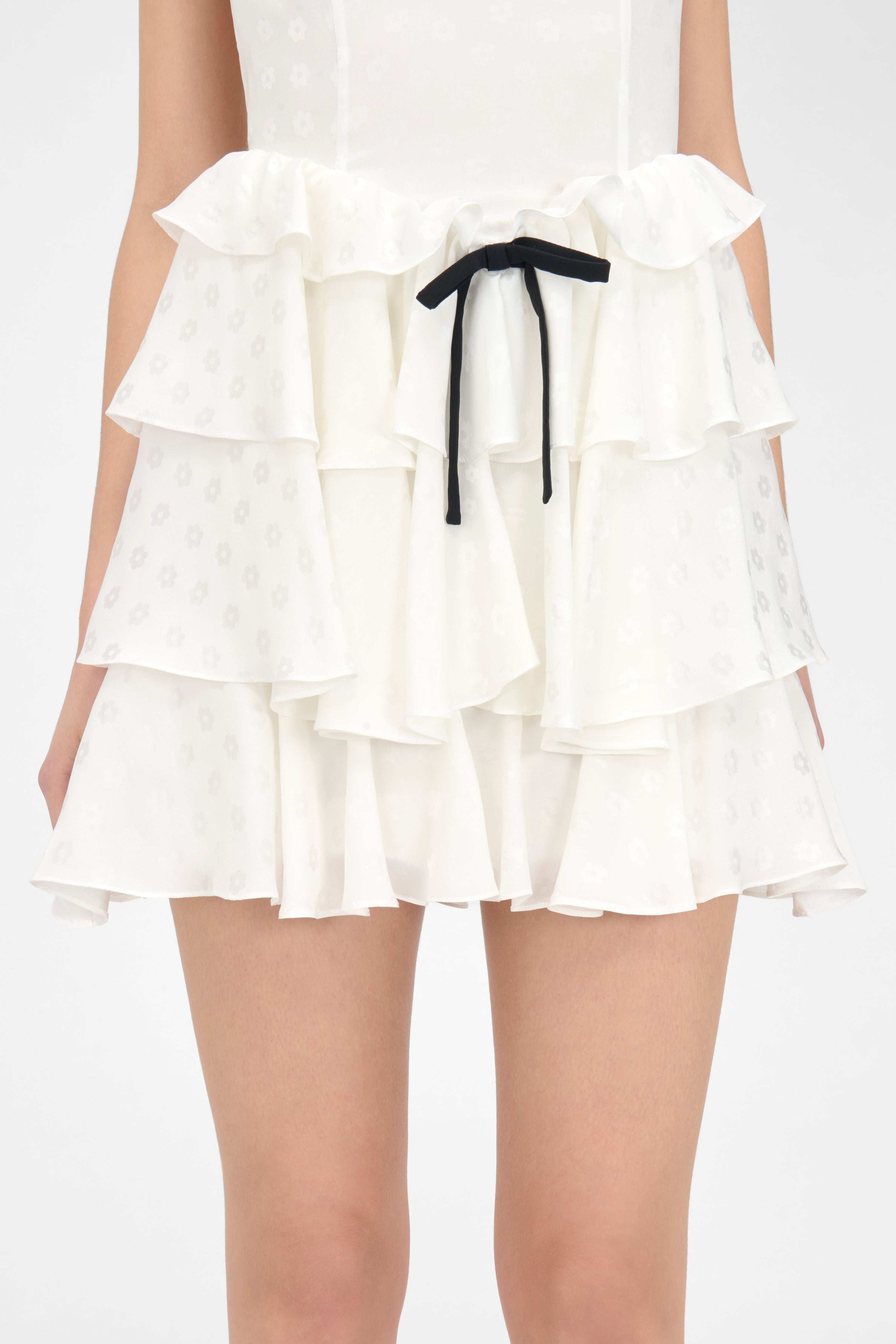 FLOWERS JACQUARD MINI DRESS - 5