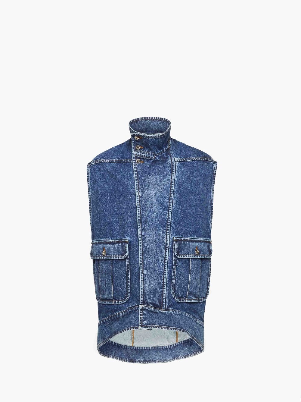 OVERSIZED SLEEVELESS HIGH NECK JACKET - 1
