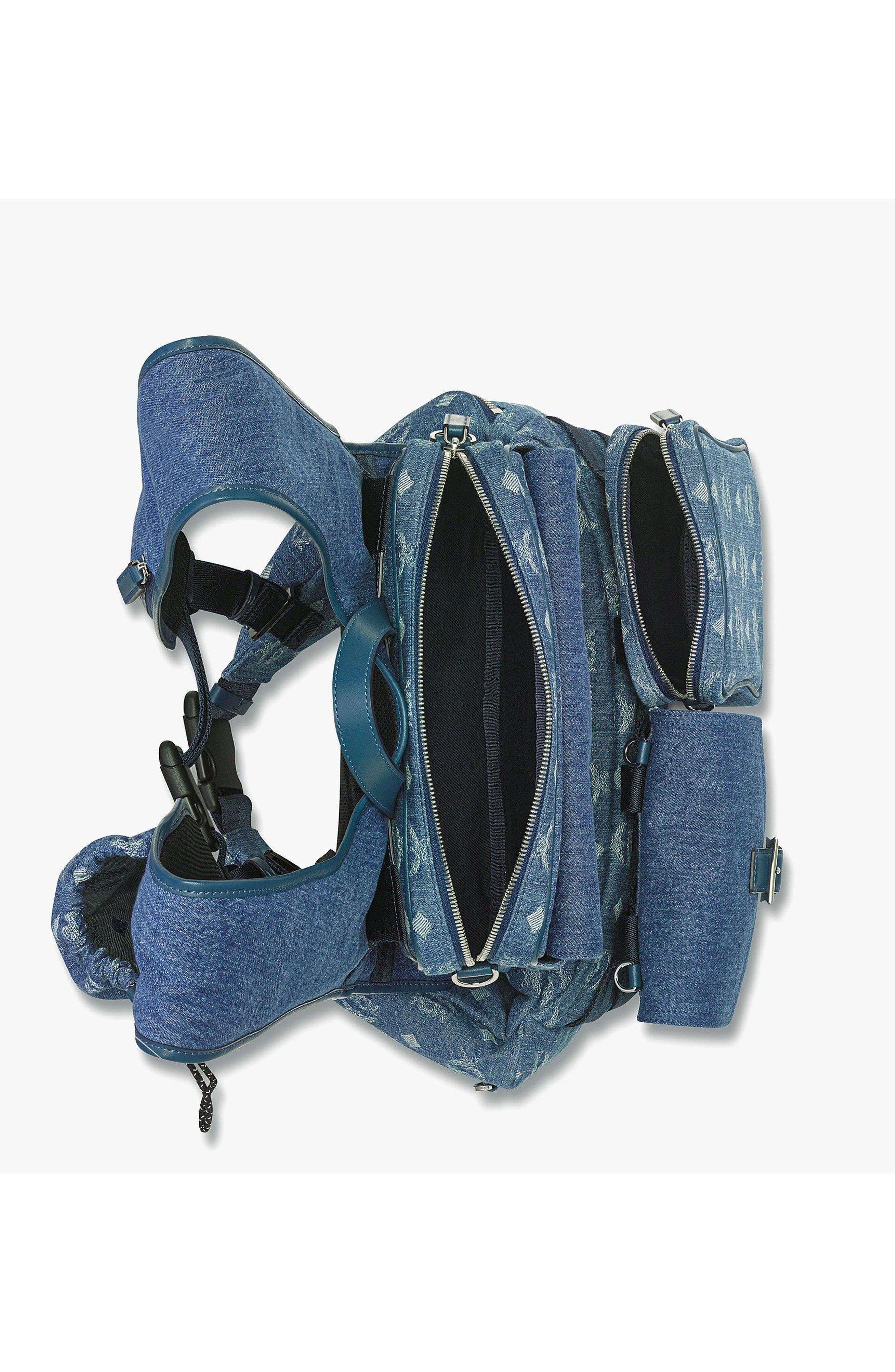 MCM Aren Multi-Backpack in Monogram Denim Jacquard in Blue at Nordstrom - 4