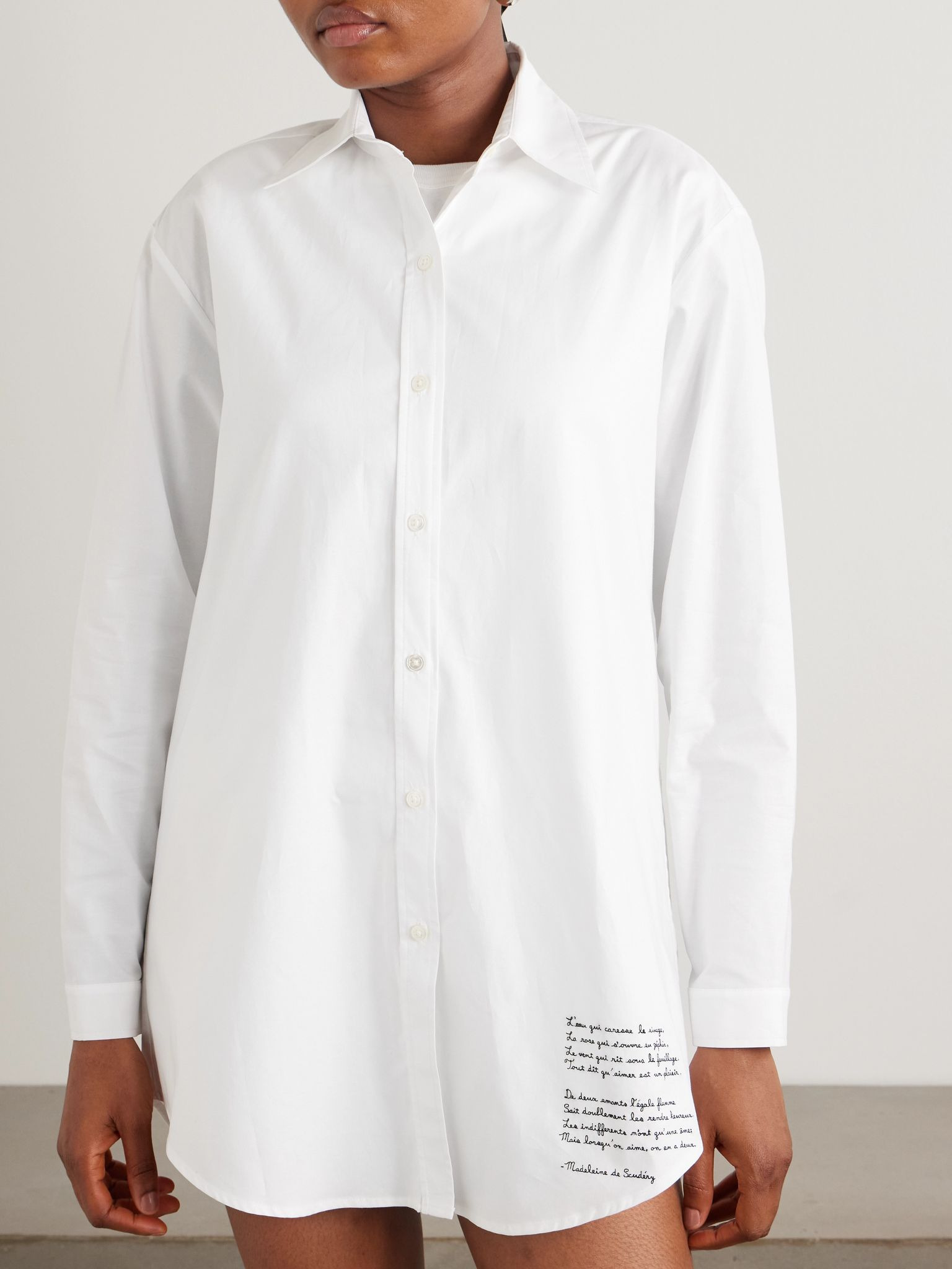 Poem embroidered cotton Oxford shirt White - 3