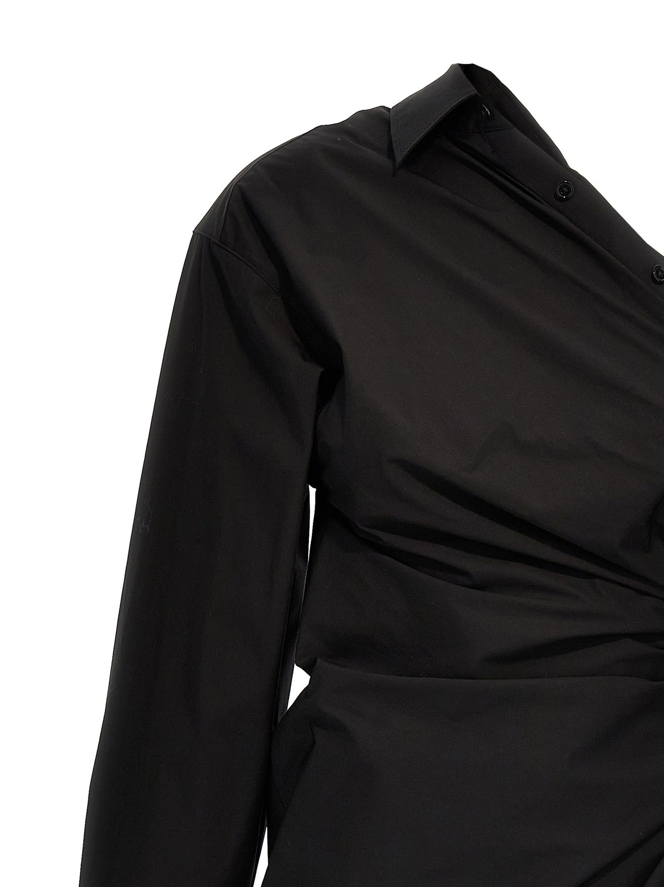 Asymmetrical Shirt Dress Shirt, Blouse Black - 4