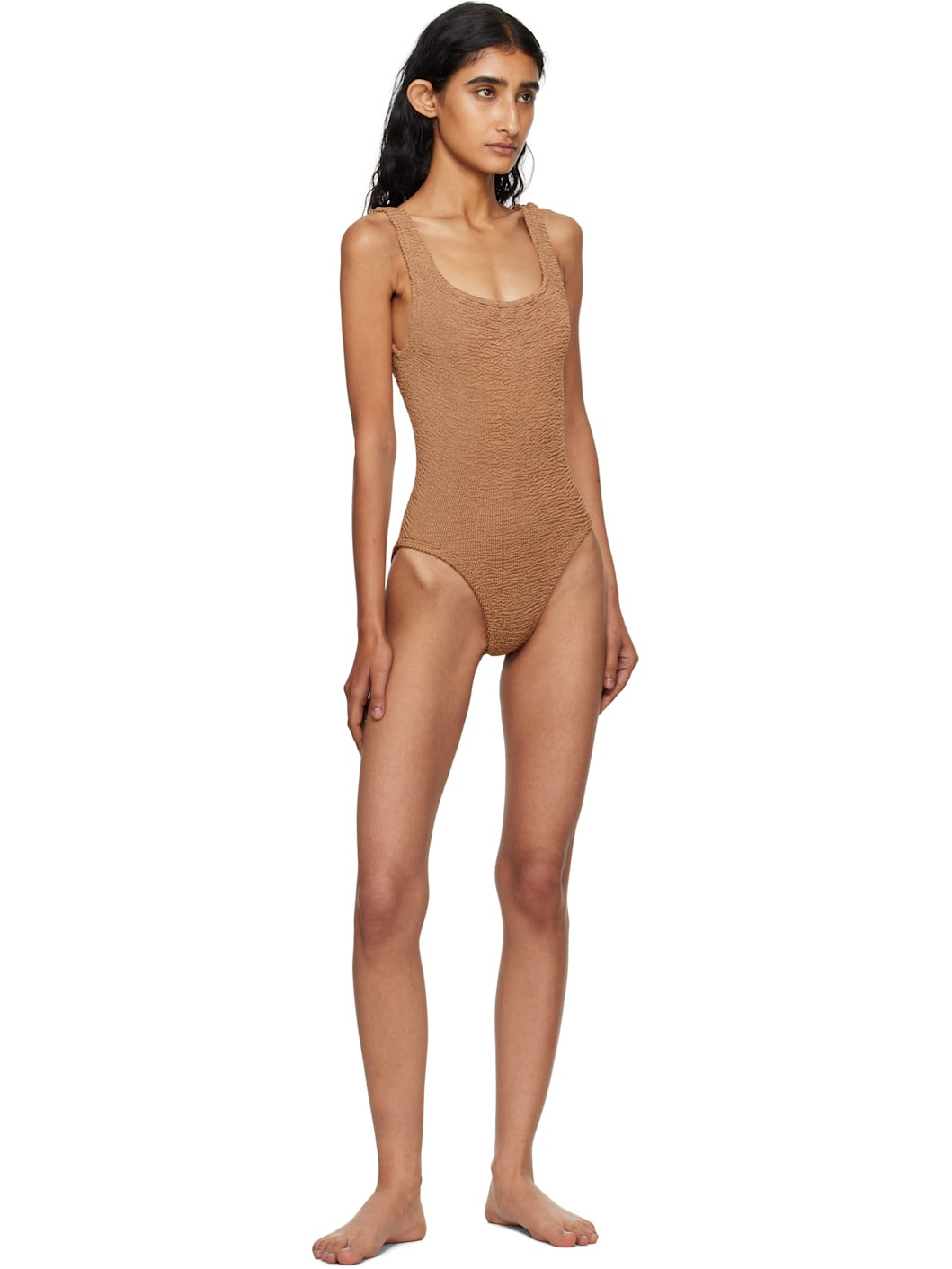 Tan Square Neck Swimsuit - 4