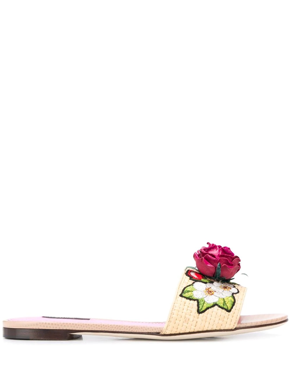 Bianca floral-appliqué slide sandals - 1