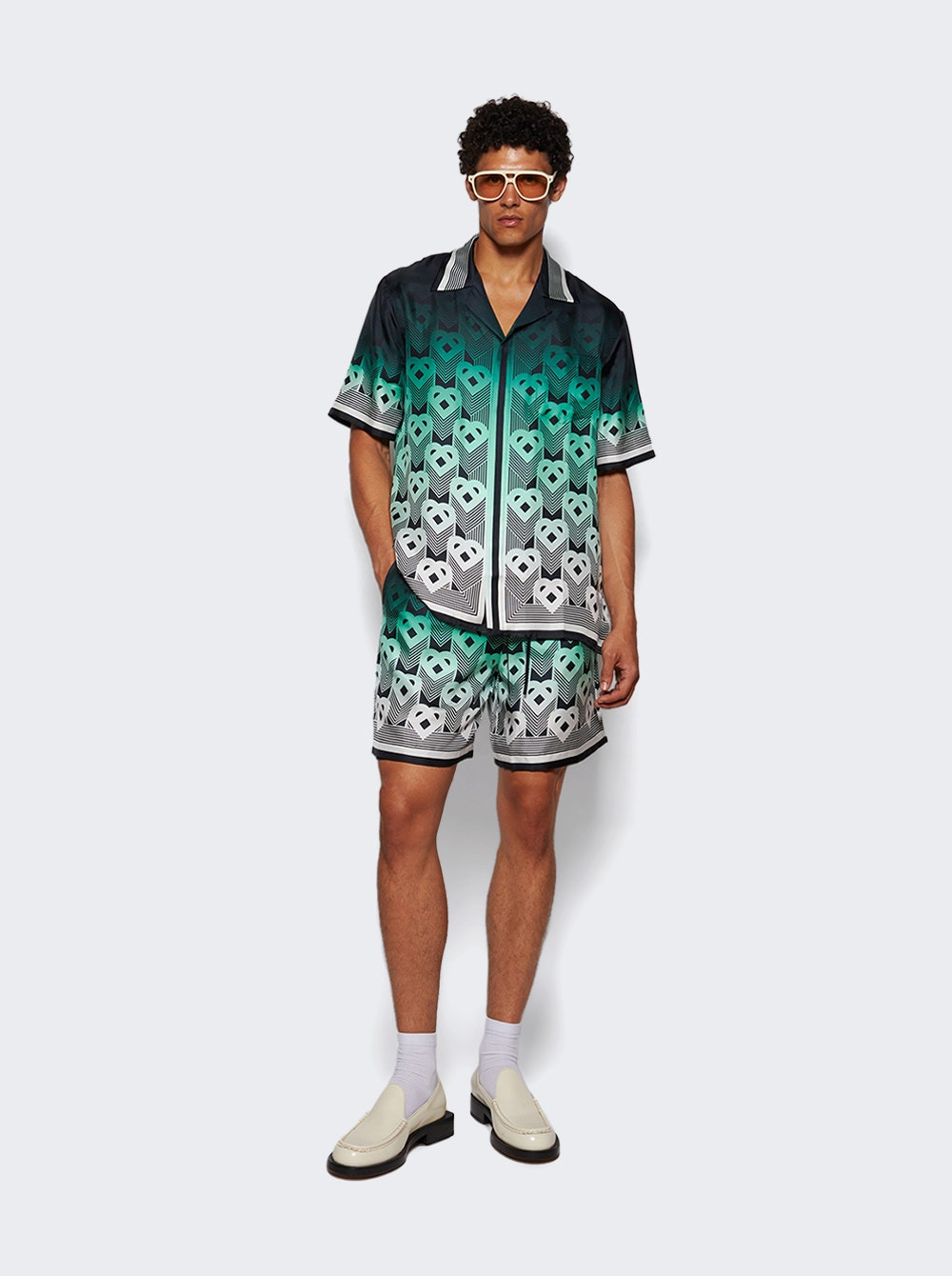 Cuban Collar Short Sleeve Shirt Monogram Gradient - 5