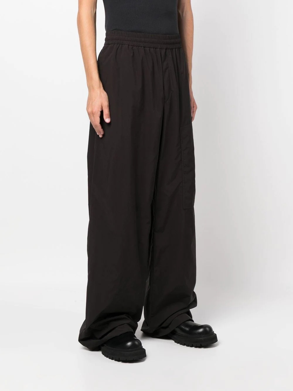 logo patch wide-leg trousers - 3